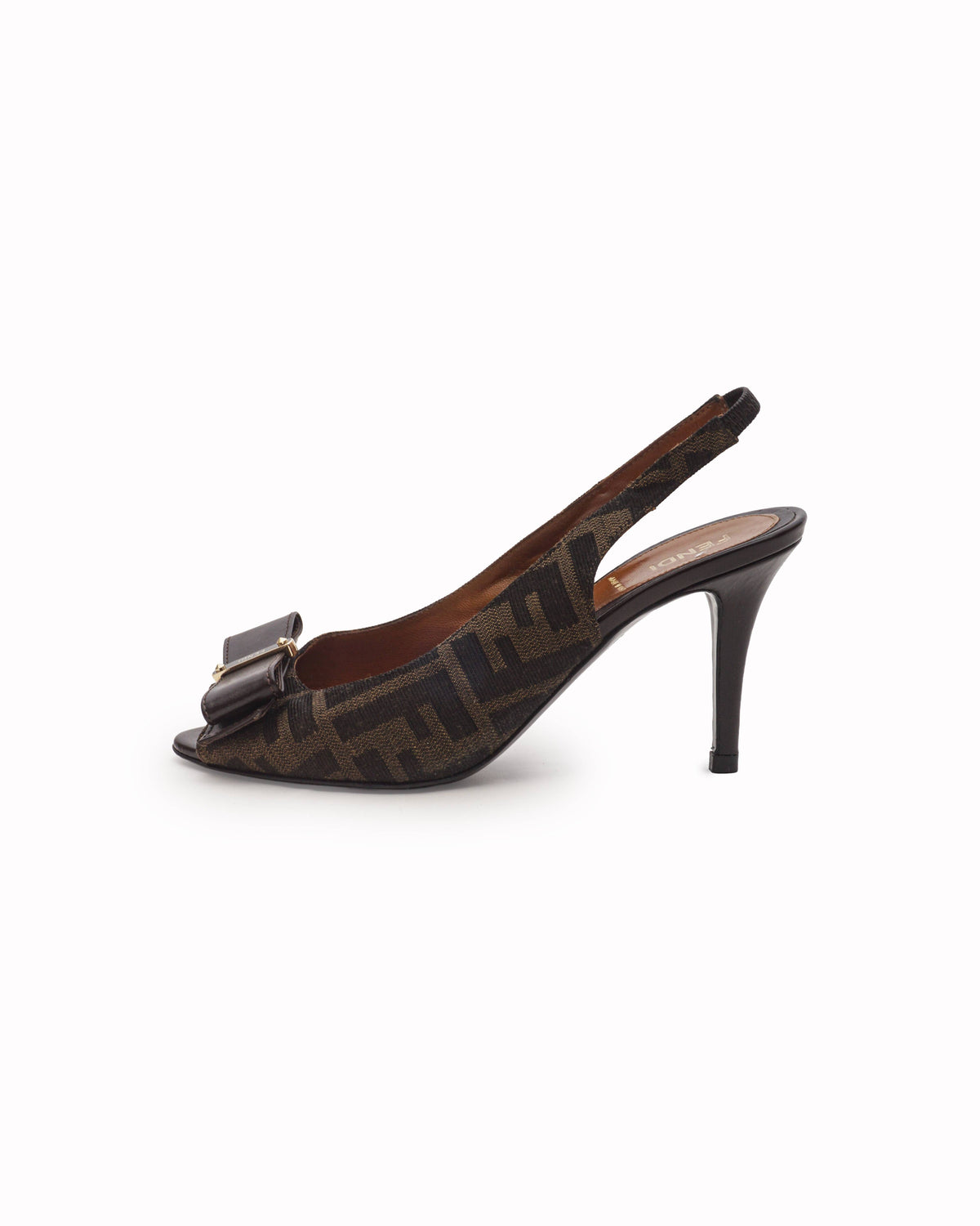 Fendi Zucca FF Logo Canvas Slingback Pumps
