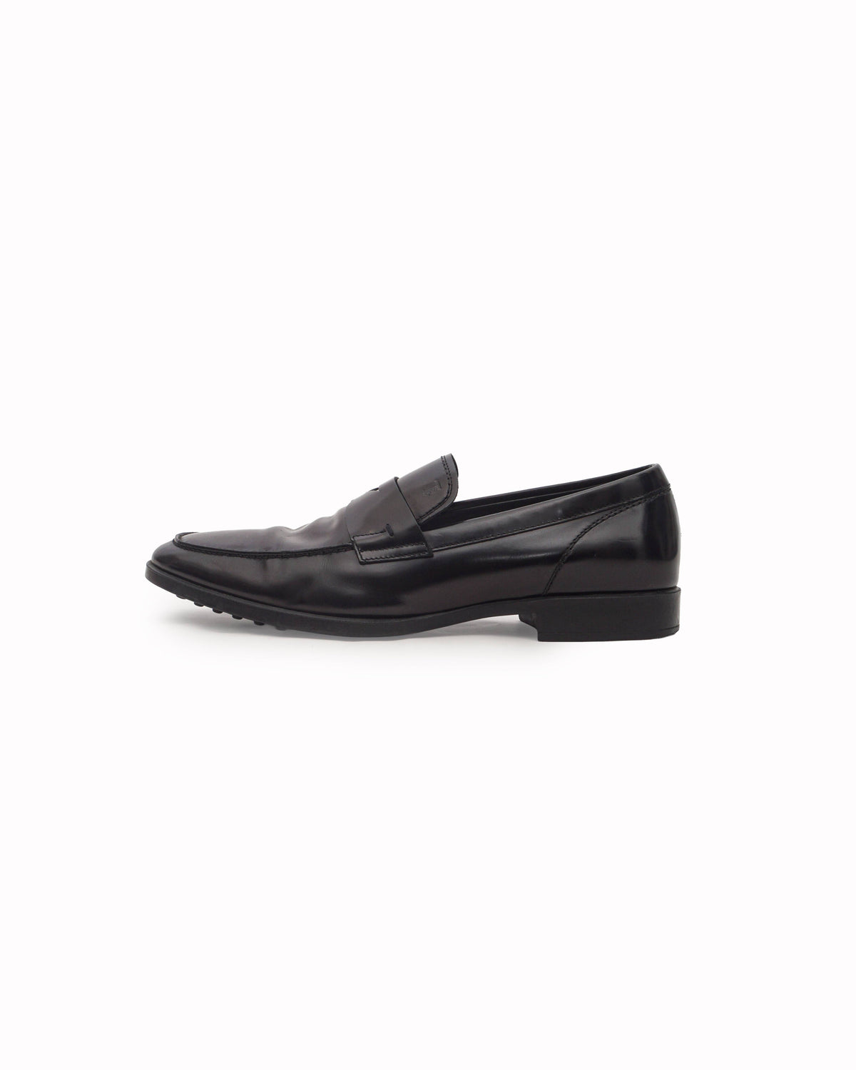 Tod's Black Spazzolato Leather Penny Loafers