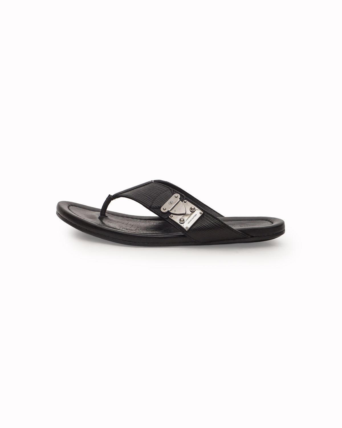 Louis Vuitton Men's Black Epi Leather Flip-Flops