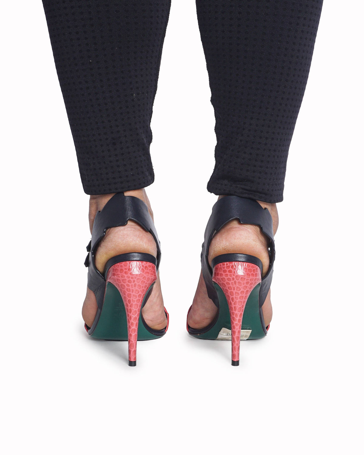 Fendi Multi-Colored Leather Scalloped Strap Heeled Sandals