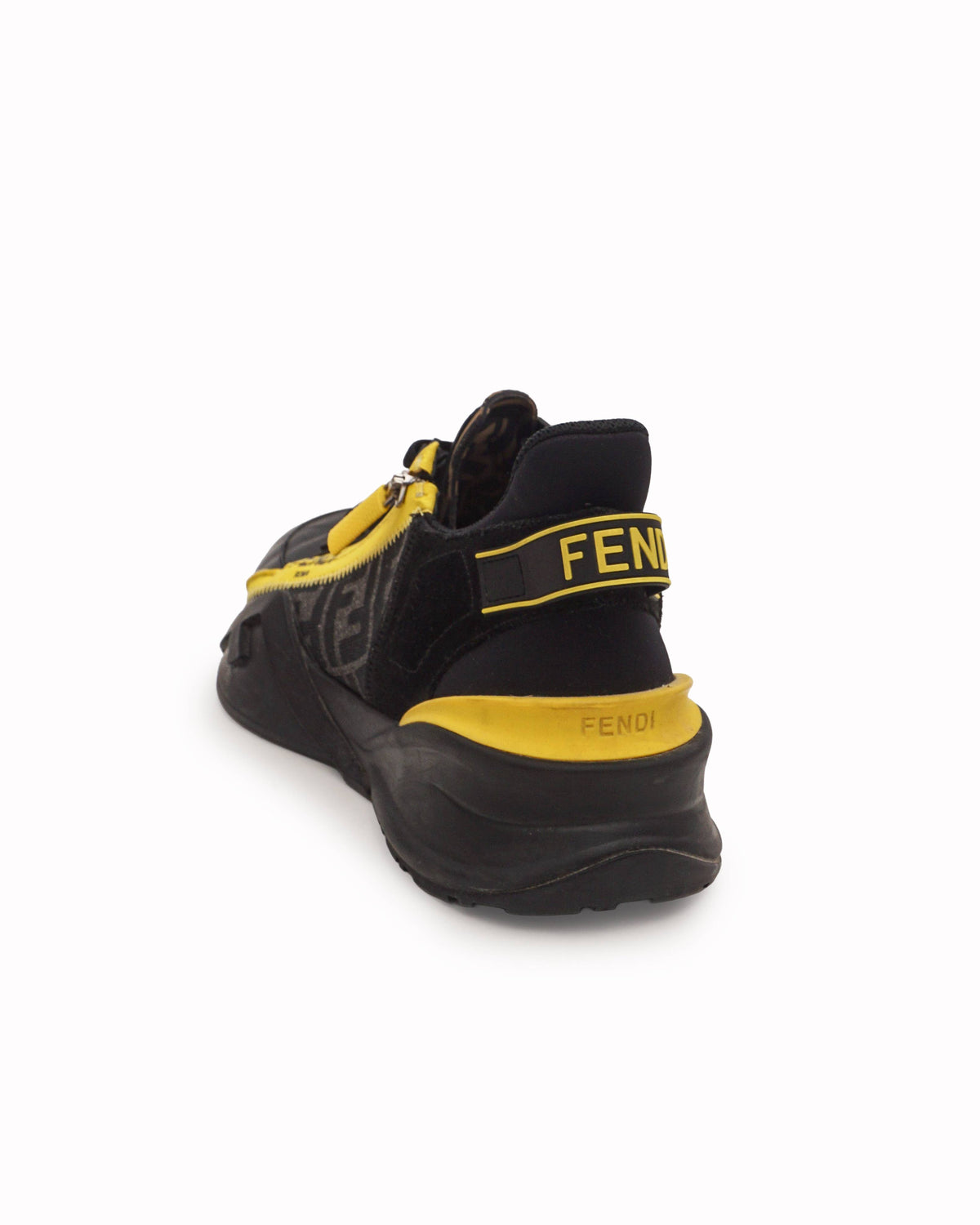 Fendi Black Leather Zucca FF Logo Athletic Men's Sneakers