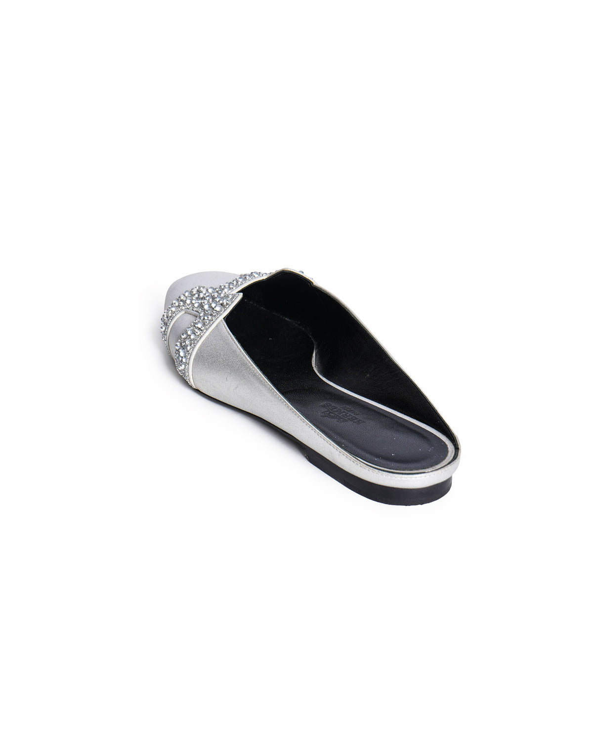 Hermès Roxane Metallic Goat Leather Crystal-Embellished Flat Mules
