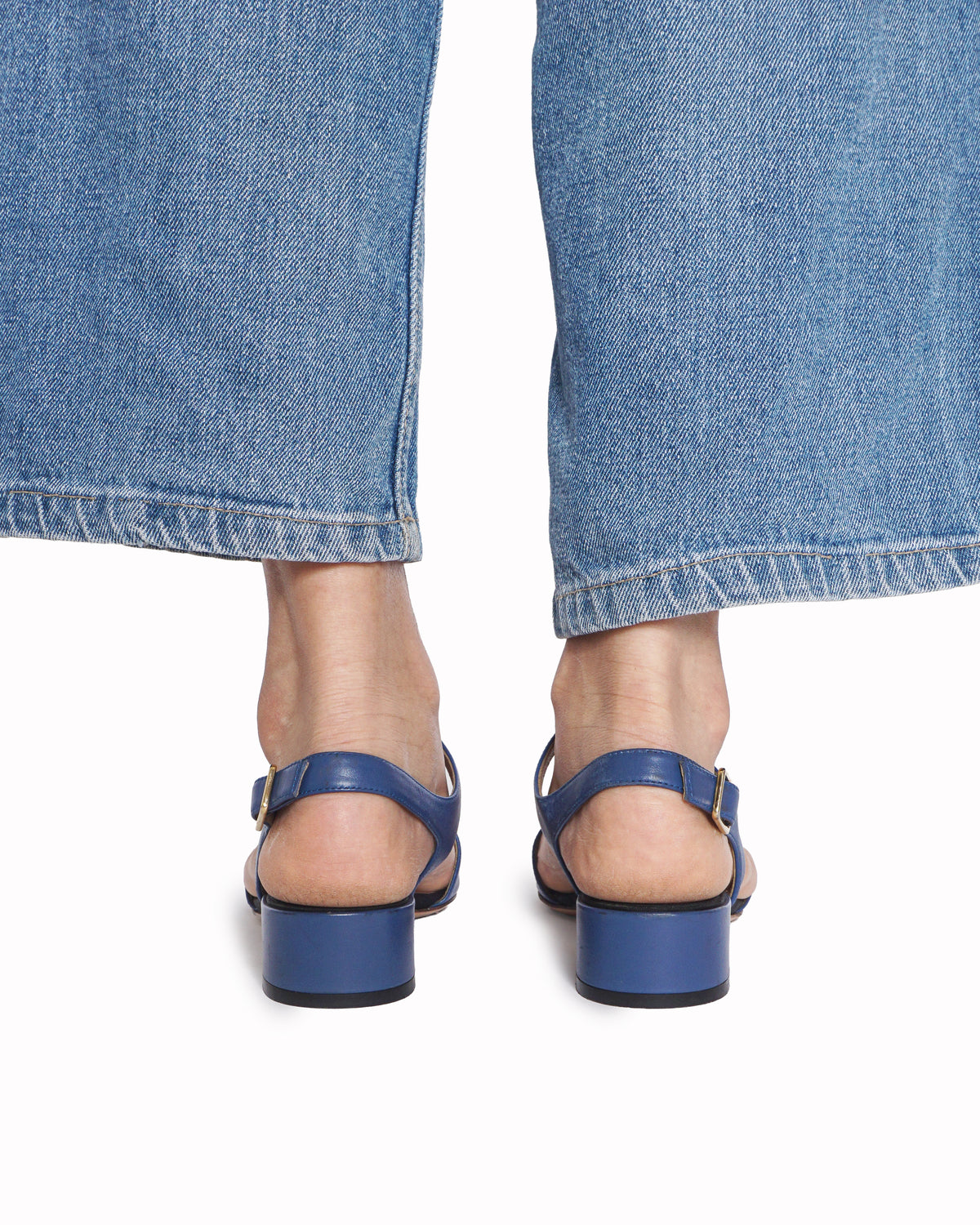 Salvatore Ferragamo Blue Leather Vara Bow Sandals