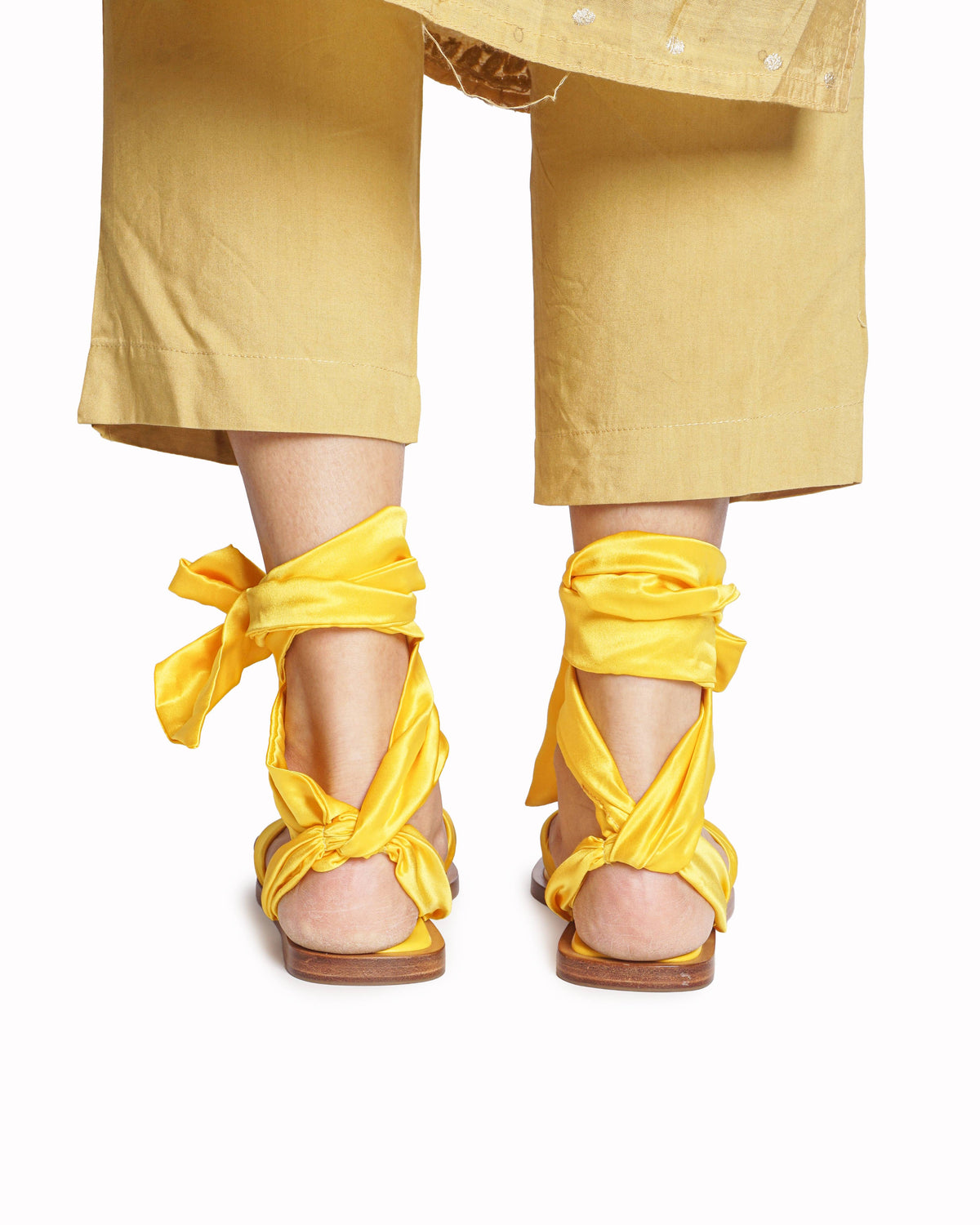Christian Louboutin Yellow Nilo Du Désert Satin Sandals