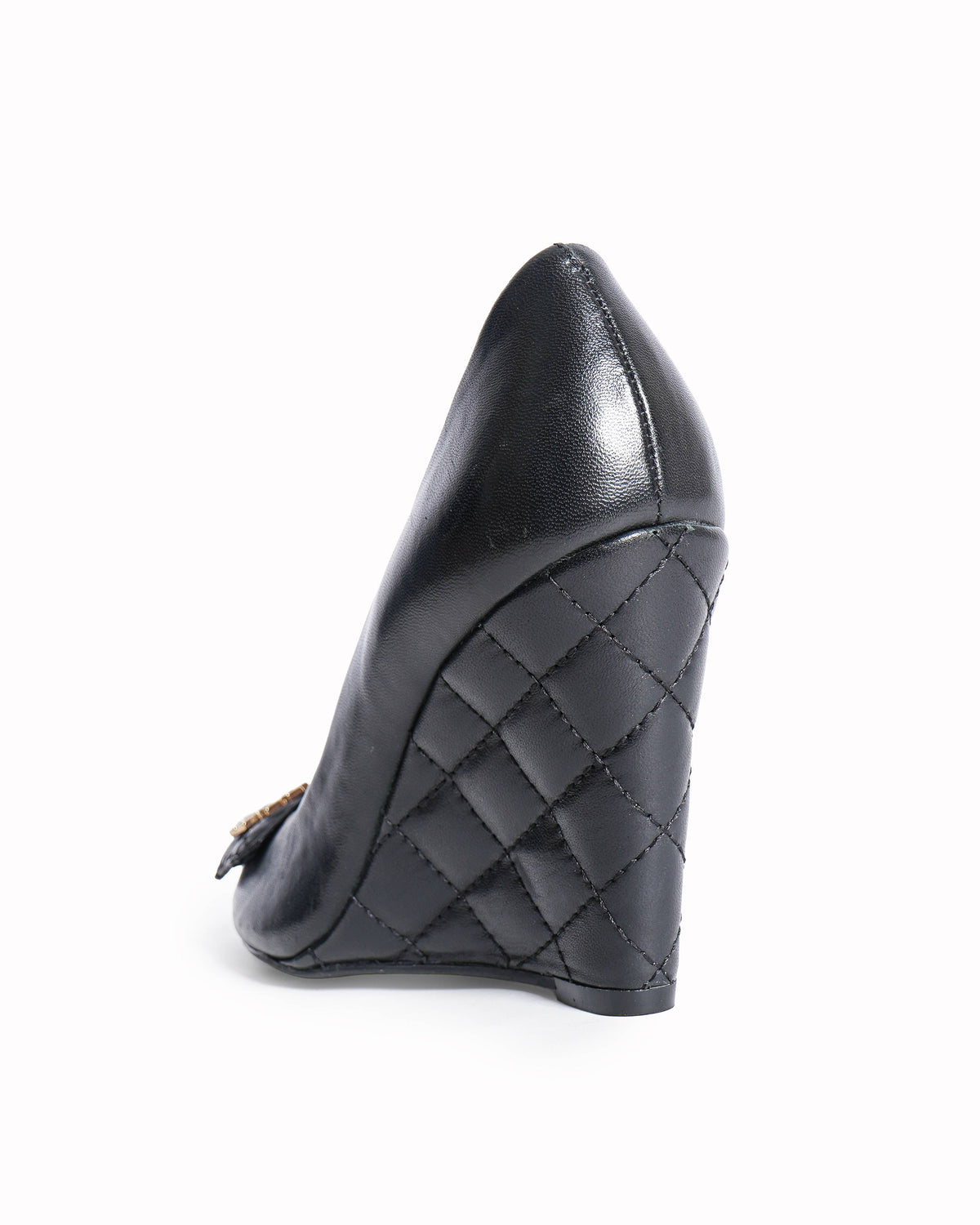 Tory Burch Lella Quilted Leather Peep-Toe Wedges