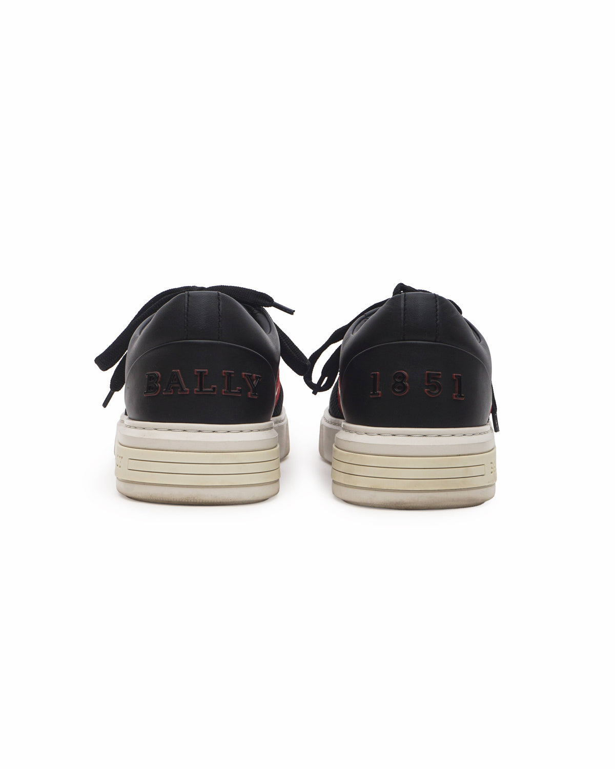Bally Black Leather and Mesh Raise Stripe Sneakers