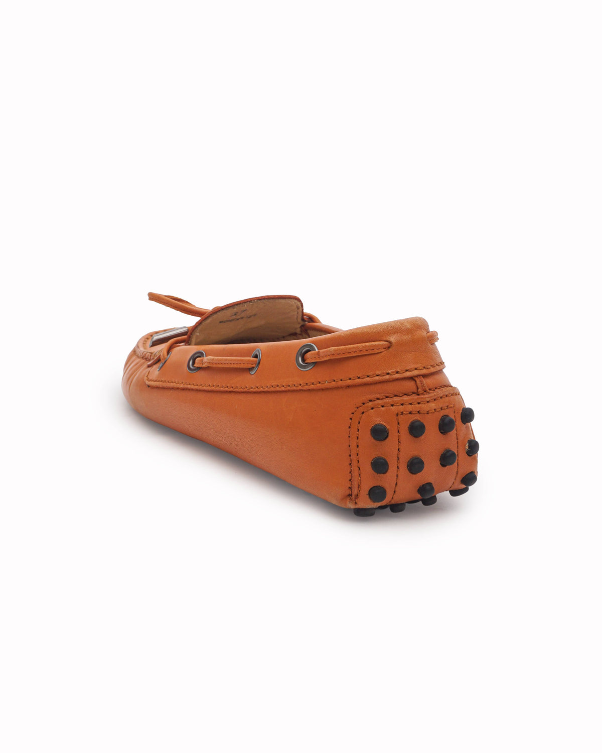 Tod's Orange Leather Gommino Bow Driving Loafers