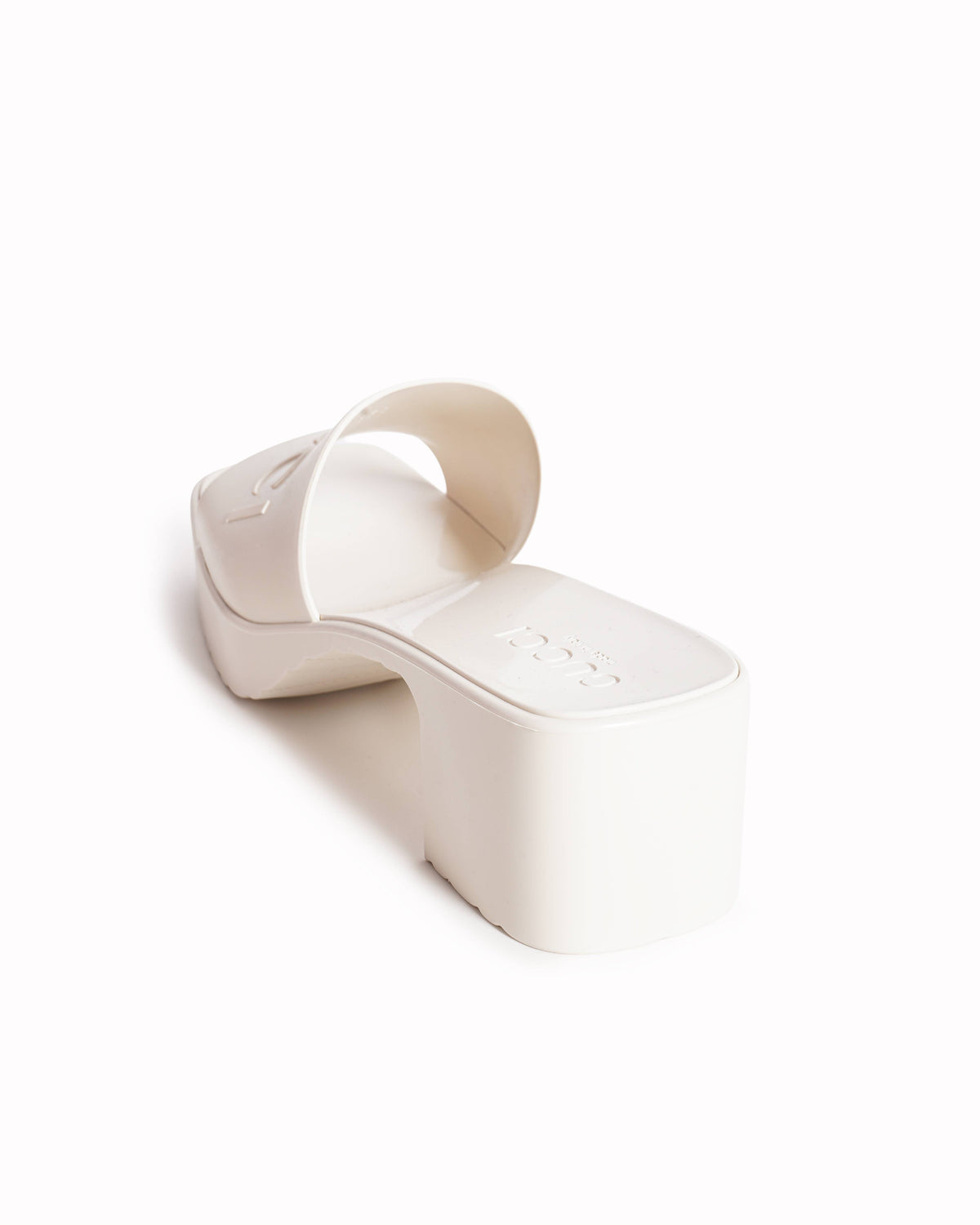 New Gucci Rubber Block Heels In White