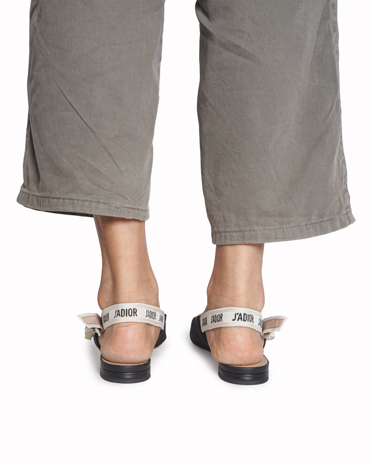 Dior Black Technical Fabric J'Adior Slingback Flats