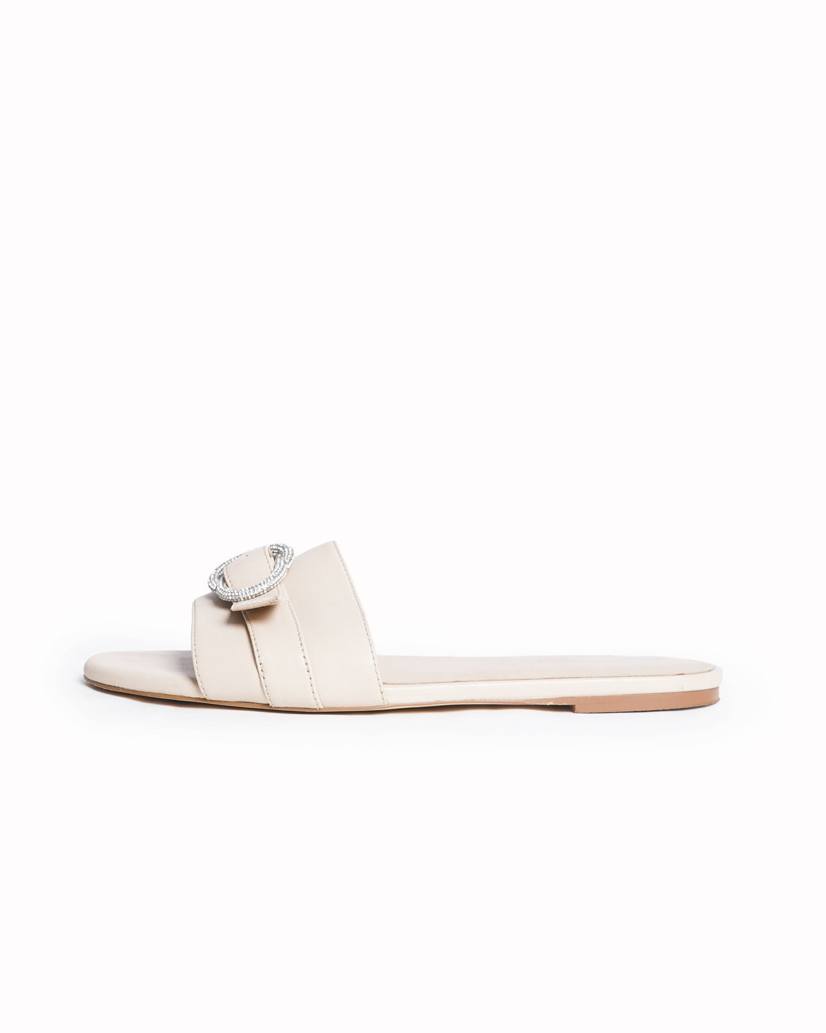 Stuart Weitzman Crystal-Buckle Flat Slide Sandals