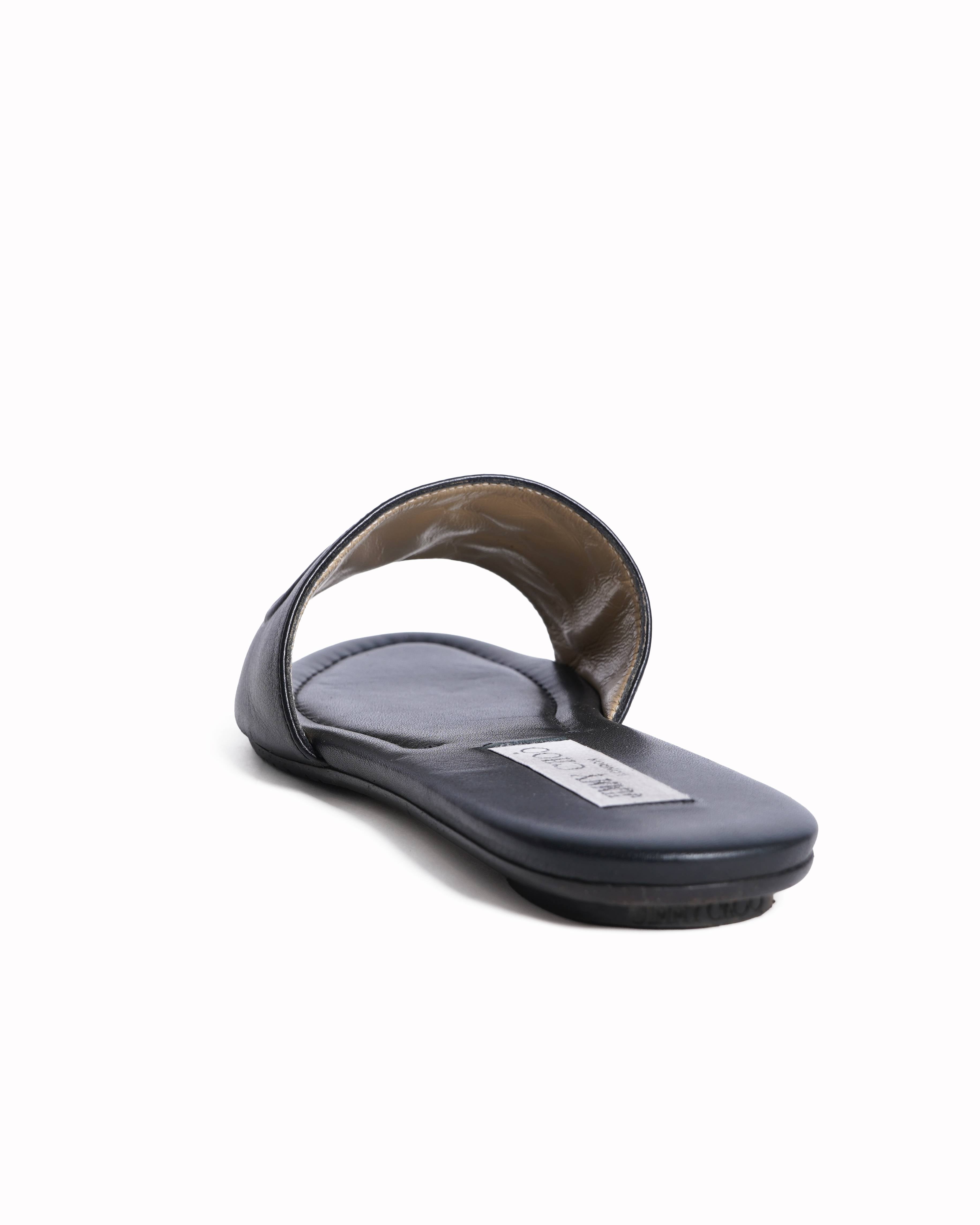 Jimmy Choo Embossed Leather Flats In Black