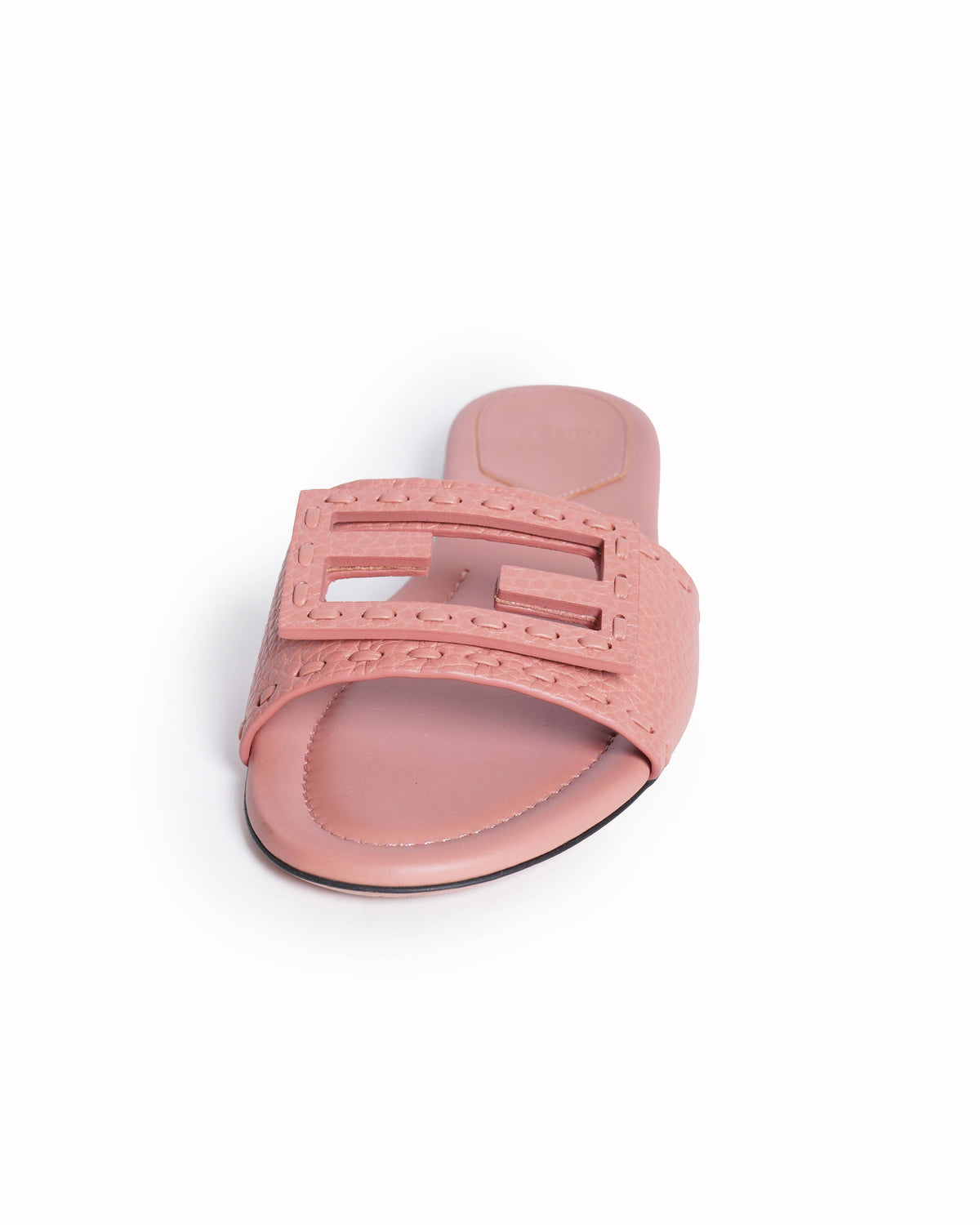 Fendi Pink Baguette FF Tube Medallian Flat Sandals