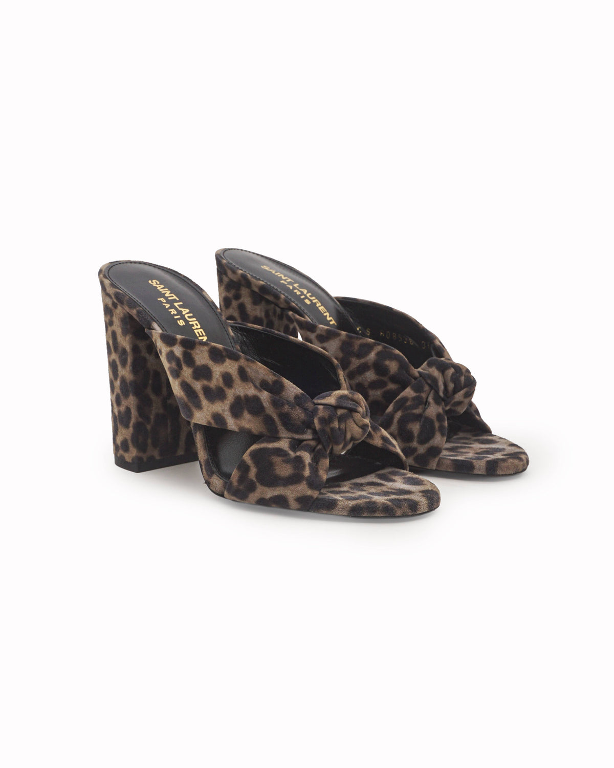 Saint Laurent Leopard Suede Bianca Knotted Block Heel