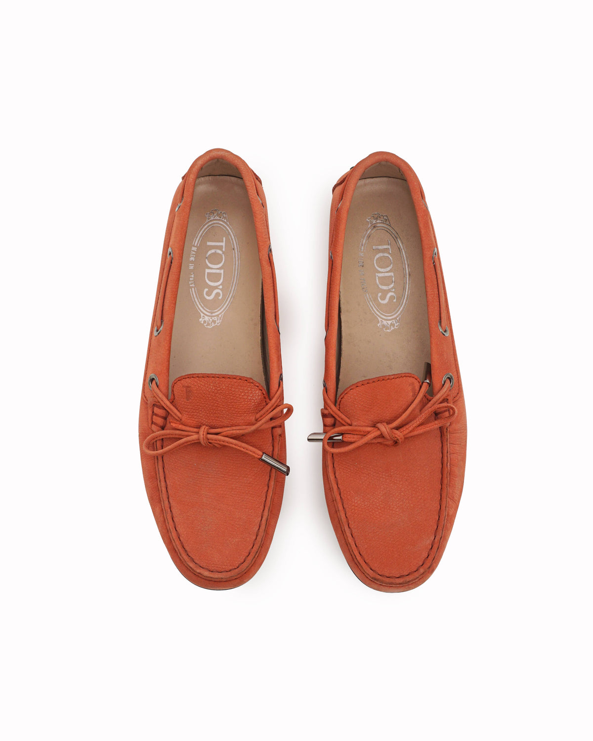 Tod's Coral Pink Leather Gommino Bow Driving Loafers