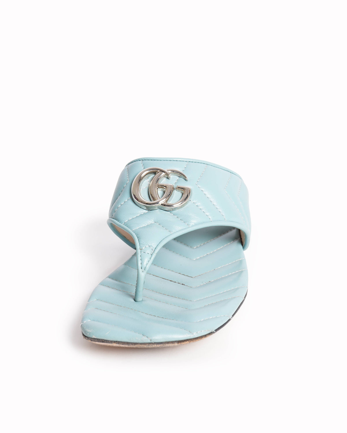 Gucci light Blue 
Marmont leather sandals