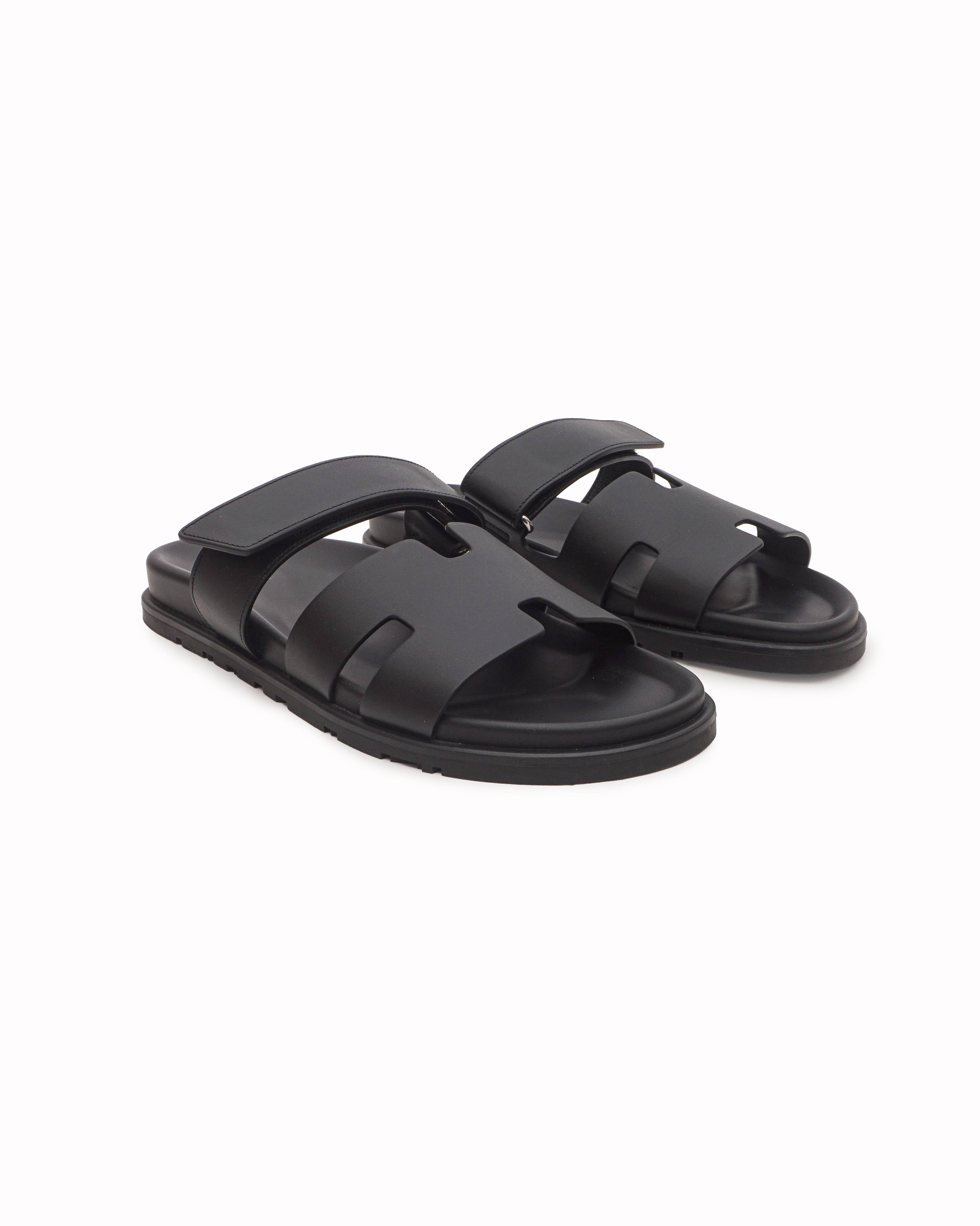 Hermès Chypre Black Calfskin Men's Sandals