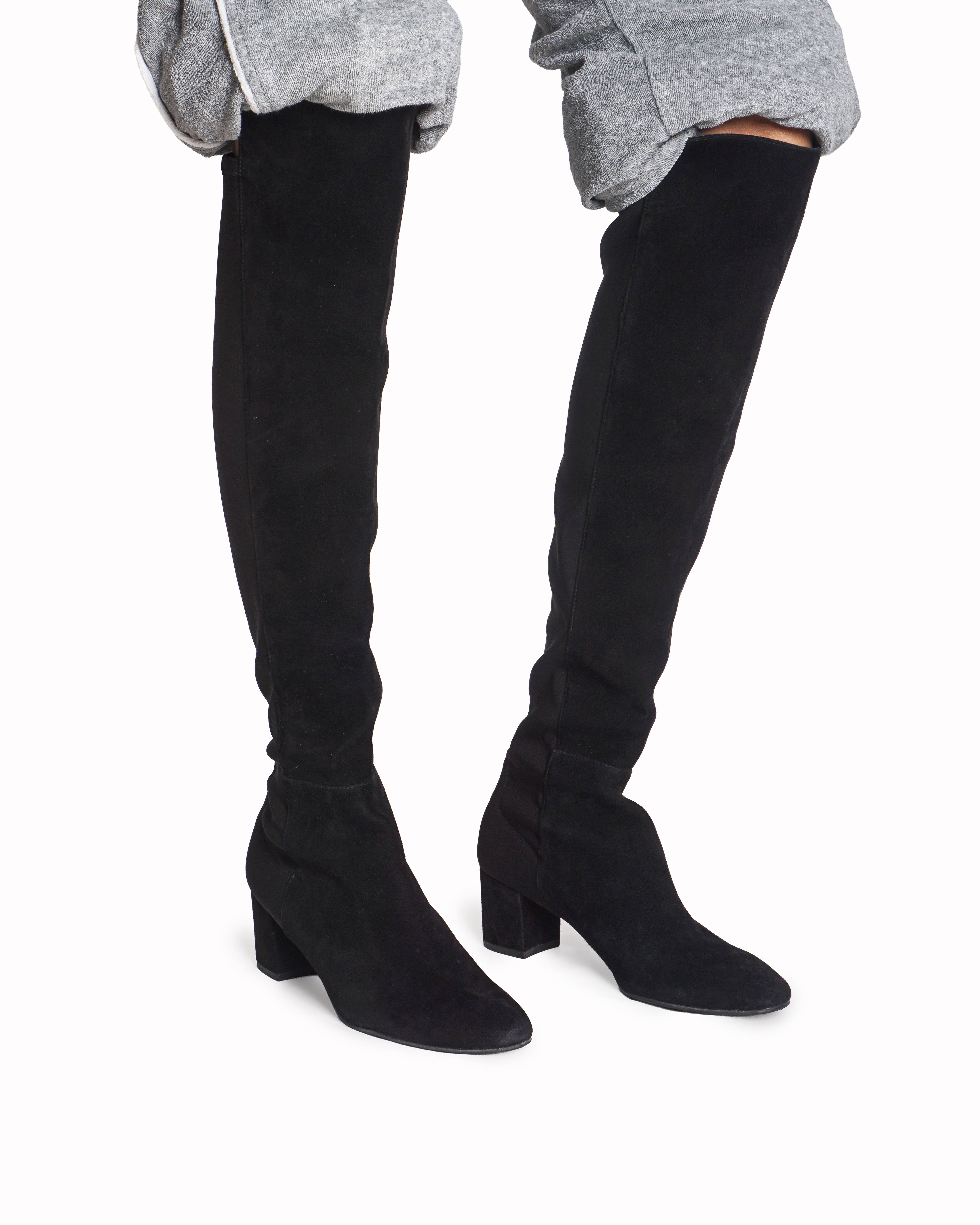 Stuart Weitzman Lowland Black Stretch Suede Boots