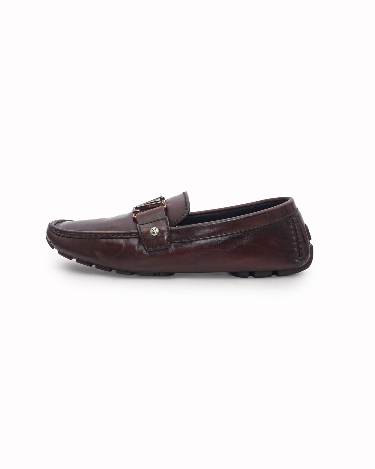 Louis Vuitton Dark Brown Burnished Leather Monte Carlo Loafers