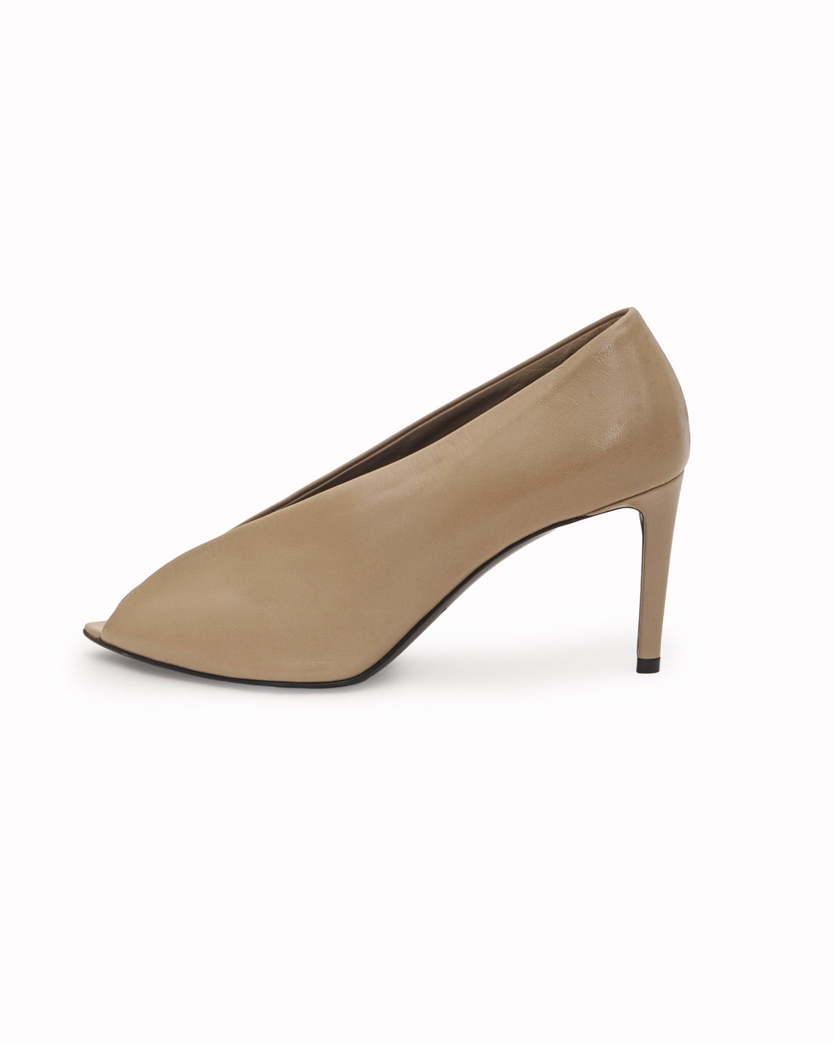 Balenciaga Beige Leather Split-Vamp Open-Toe Pumps
