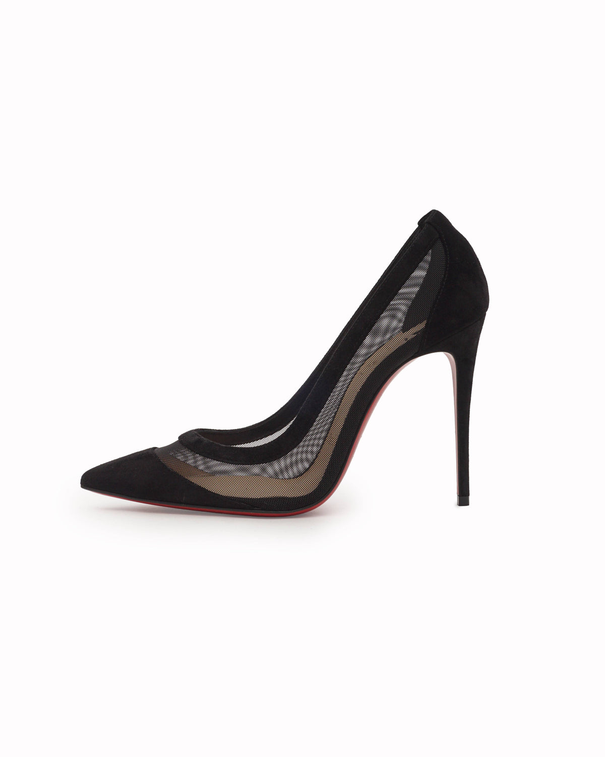 Christian Louboutin Black Mesh & Suede Panel Pumps