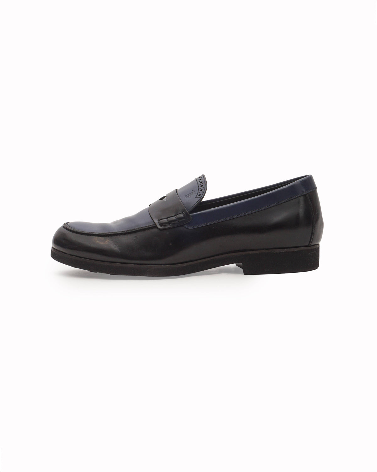 Tod's Two-Tone Blue & Black Leather Penny Loafers