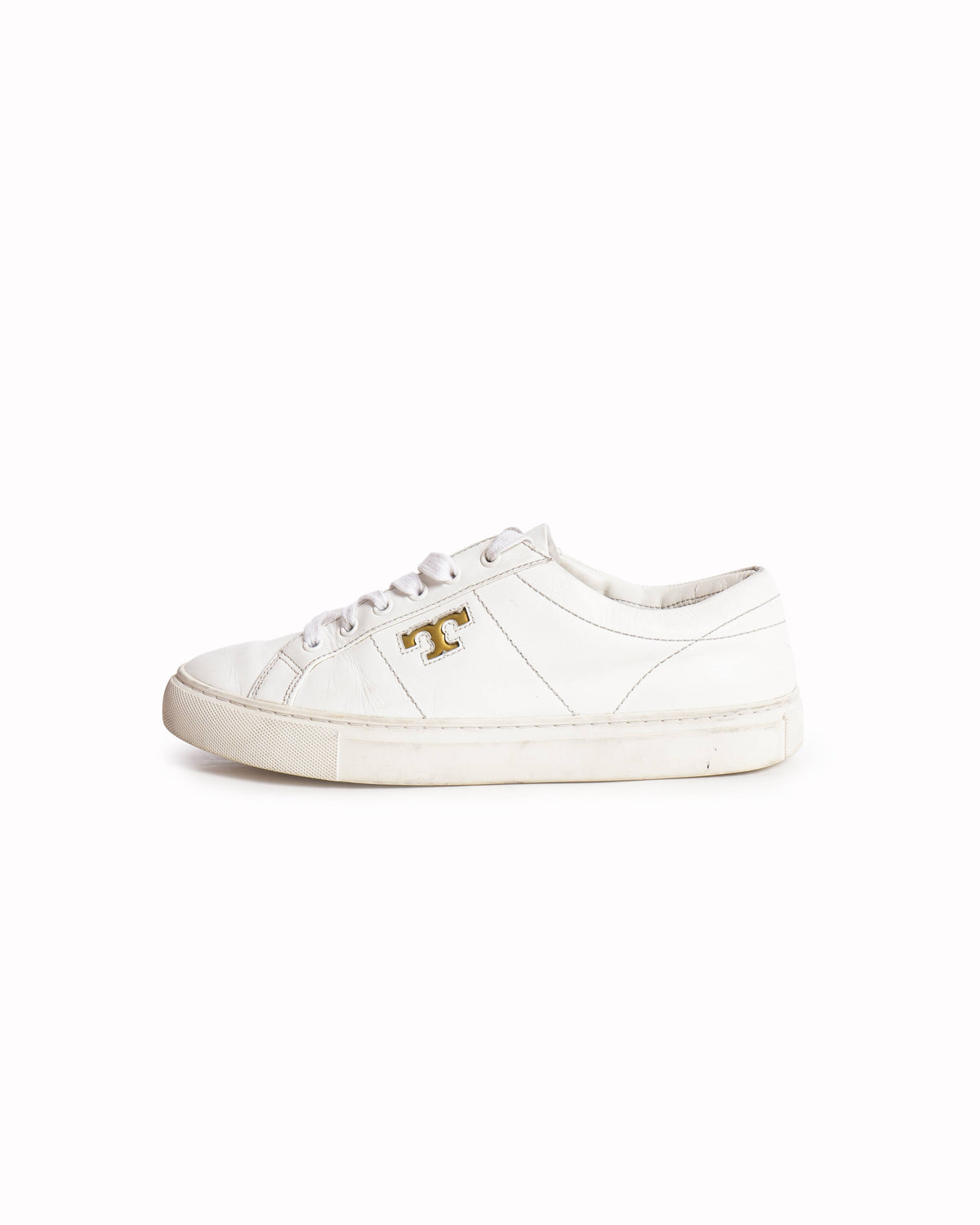 Tory Burch White Leather Low-Top Sneakers