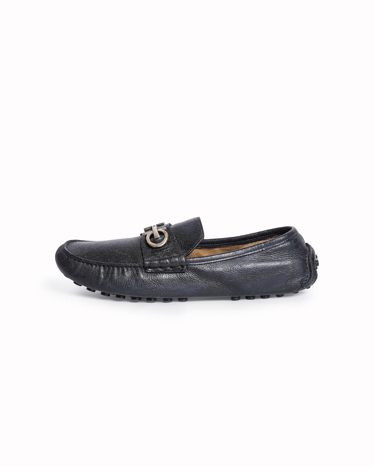 Salvatore Ferragamo Black Leather Gancini Loafers