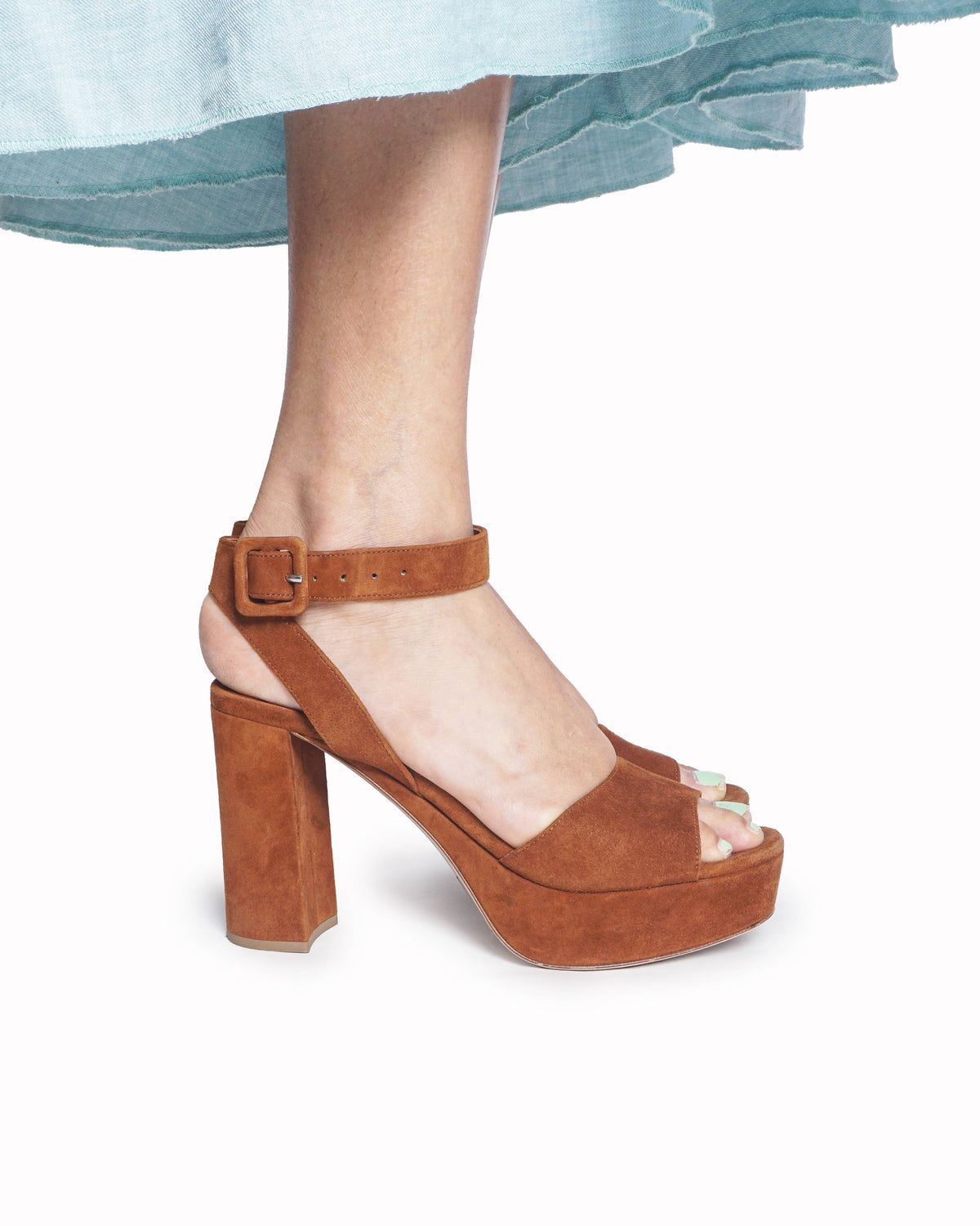 Miu Miu Tan Suede Platform Ankle Strap Sandals