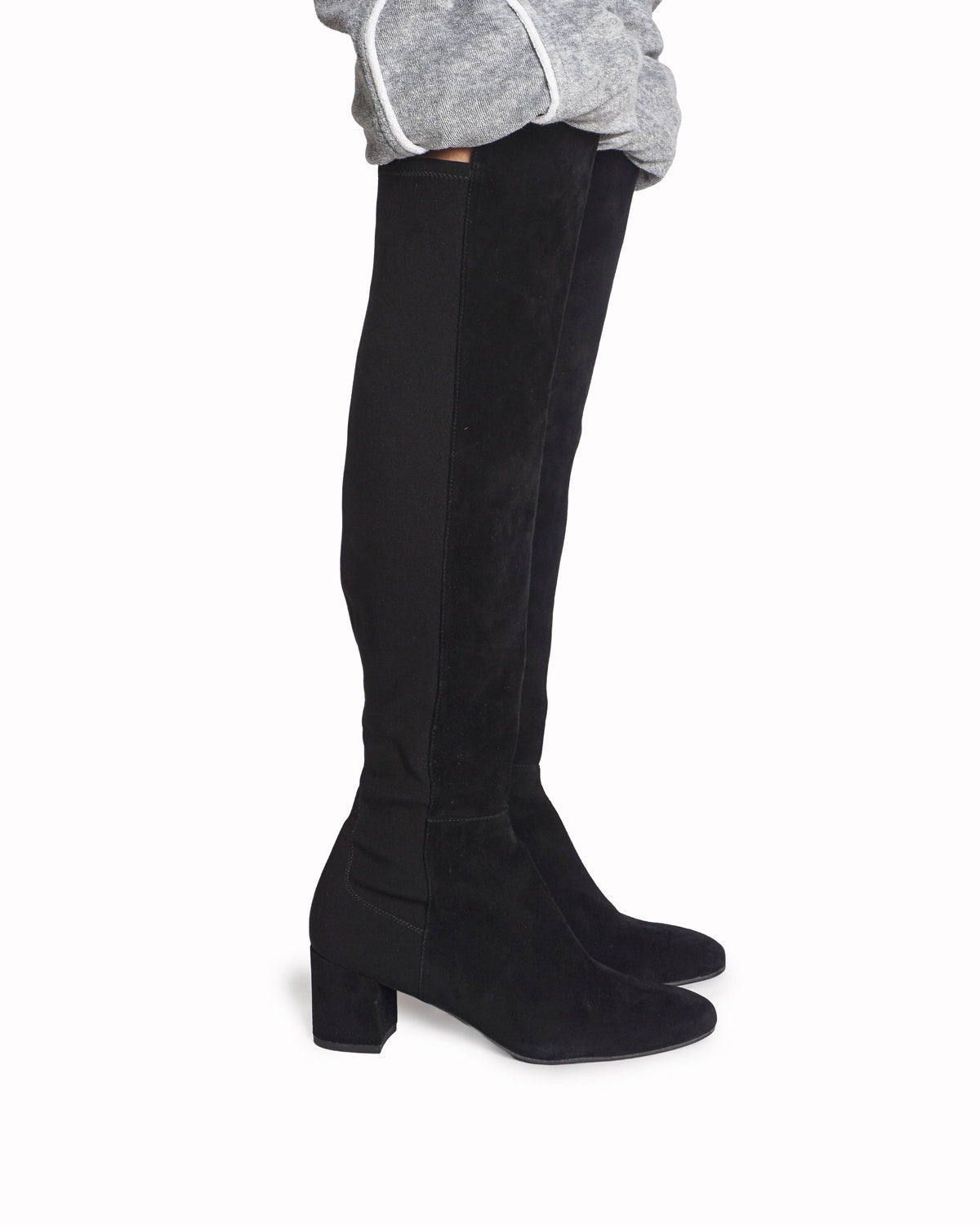 Stuart Weitzman Lowland Black Stretch Suede Boots