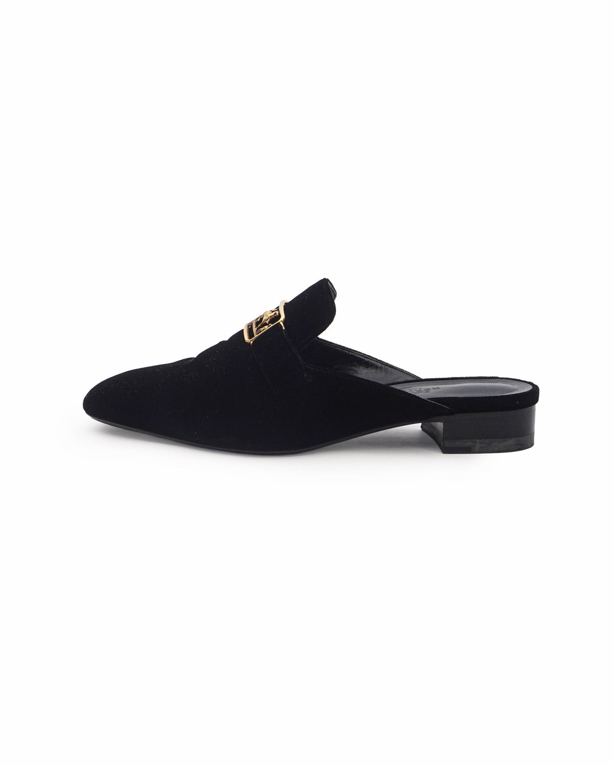 Hermès Black Velvet Trocadero Mules