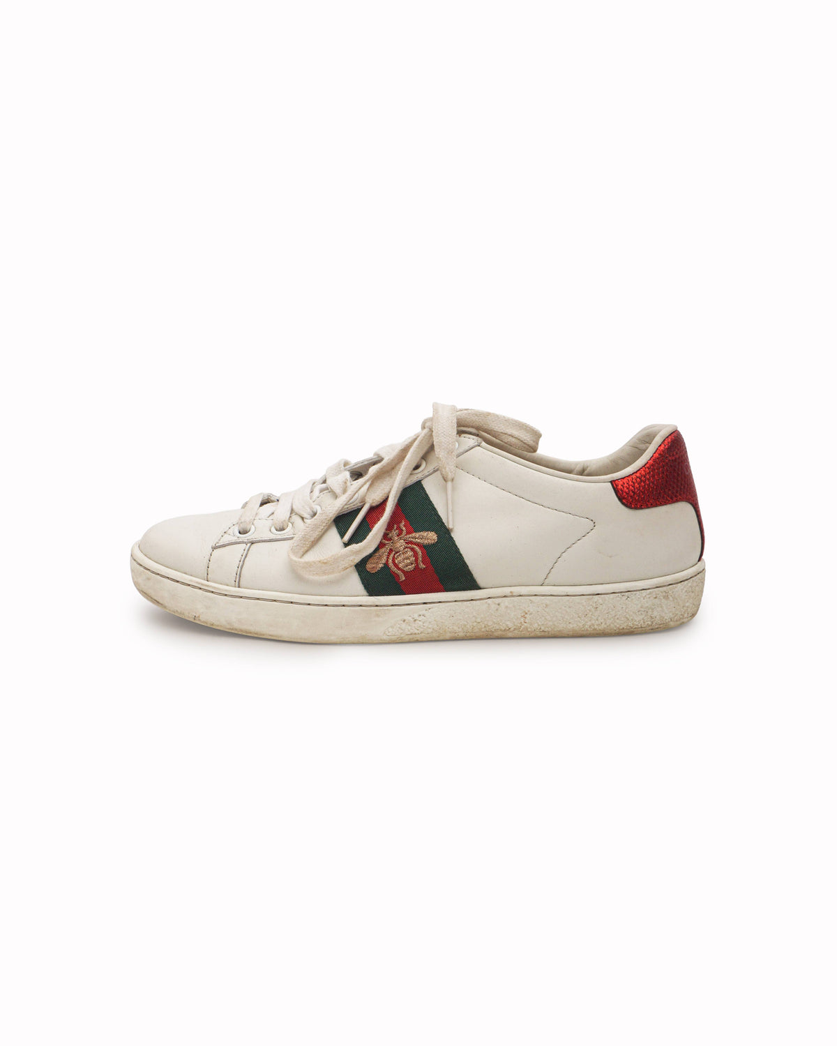Gucci Ace Embroidered Bee White Leather Sneakers