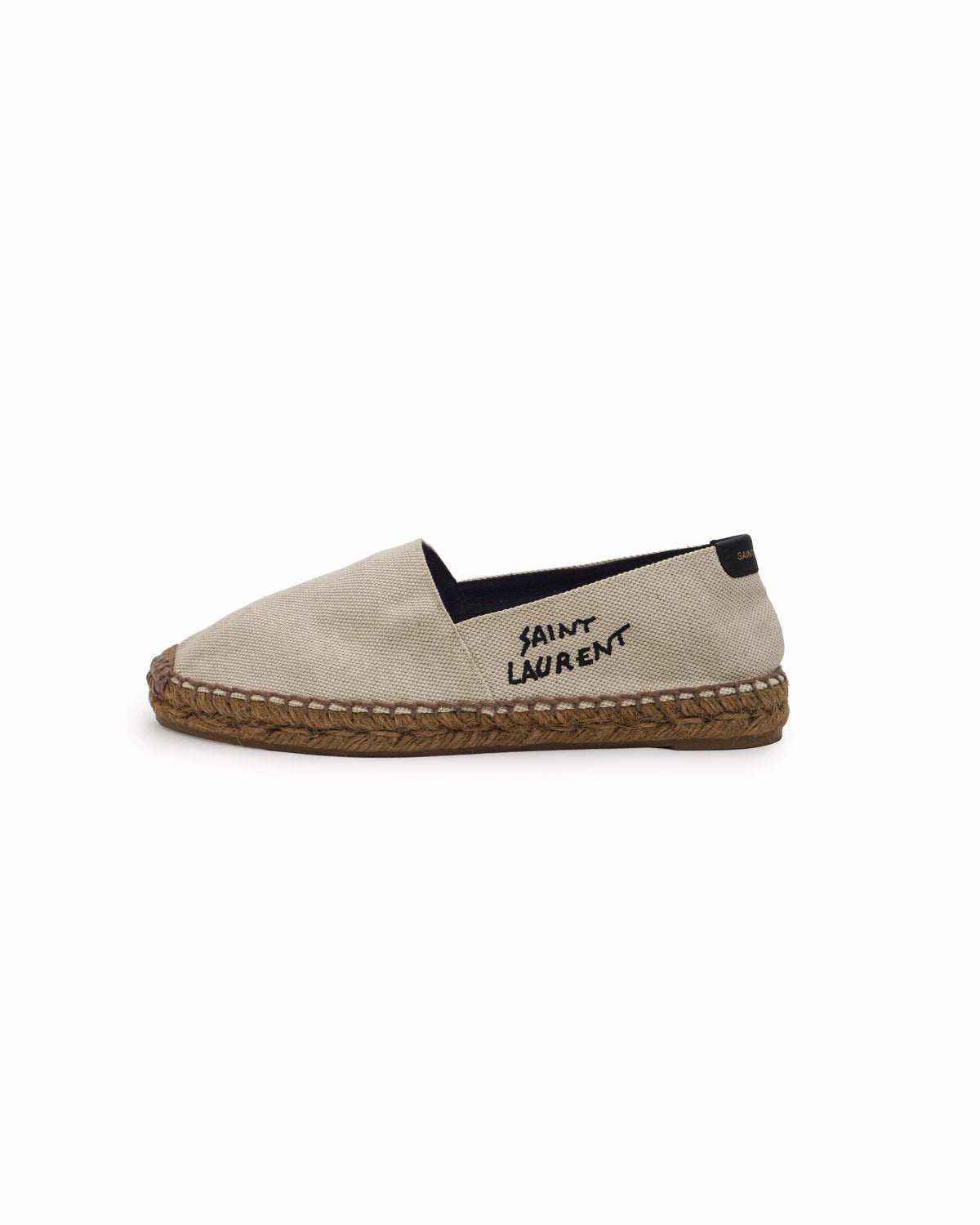 Saint Laurent Cream Canvas Embroidered Logo Espadrilles