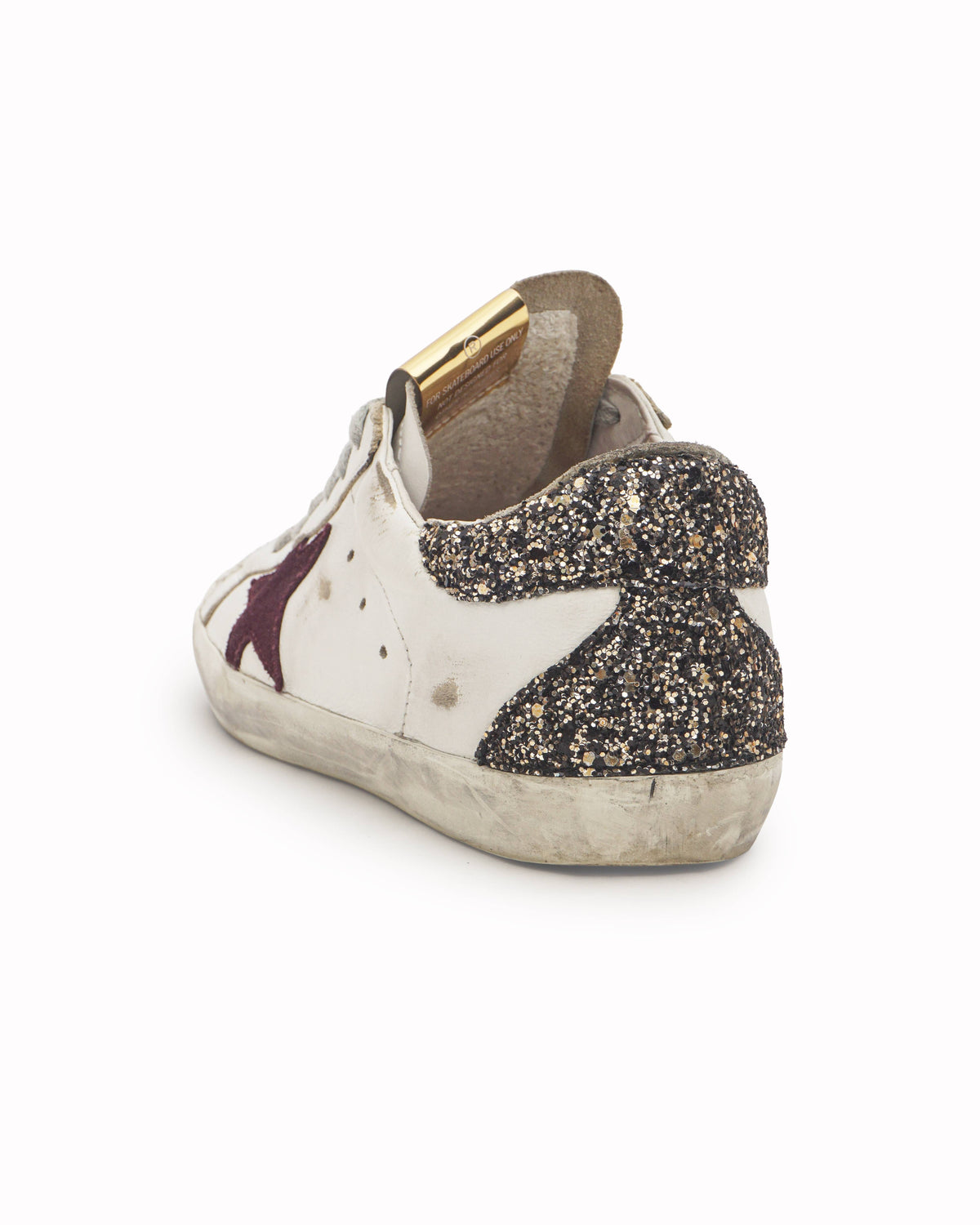Golden Goose White Leather Superstar Sneakers Burgundy Star