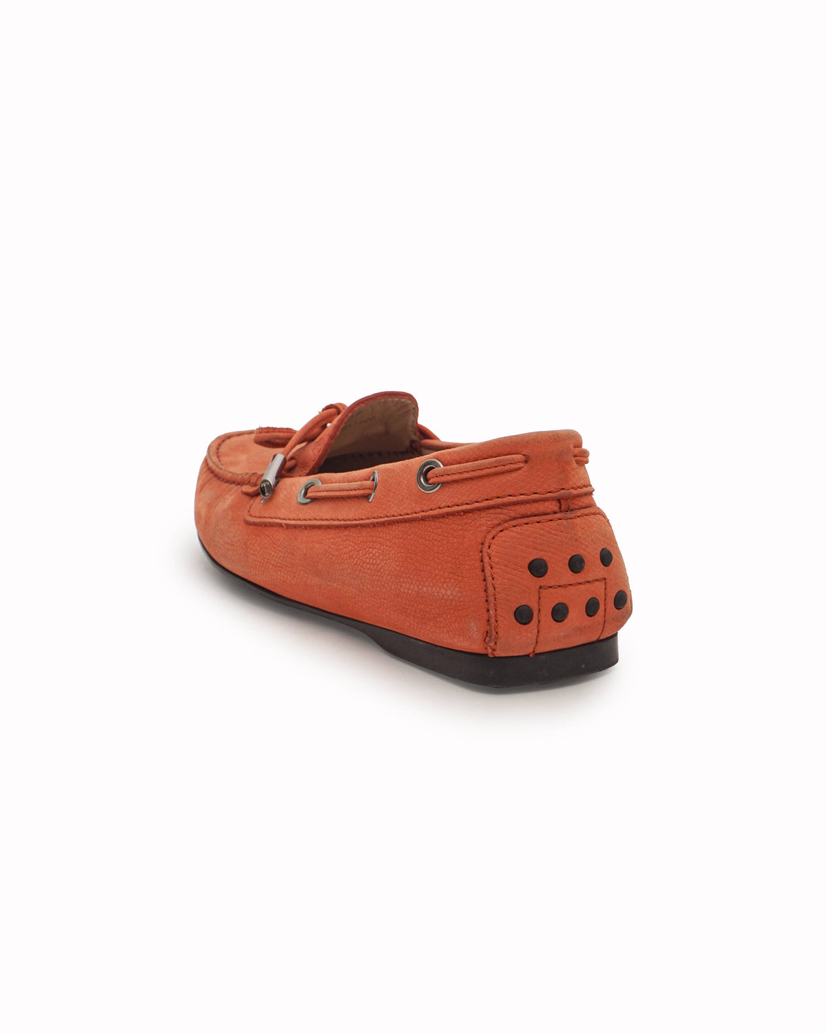 Tod's Coral Pink Leather Gommino Bow Driving Loafers