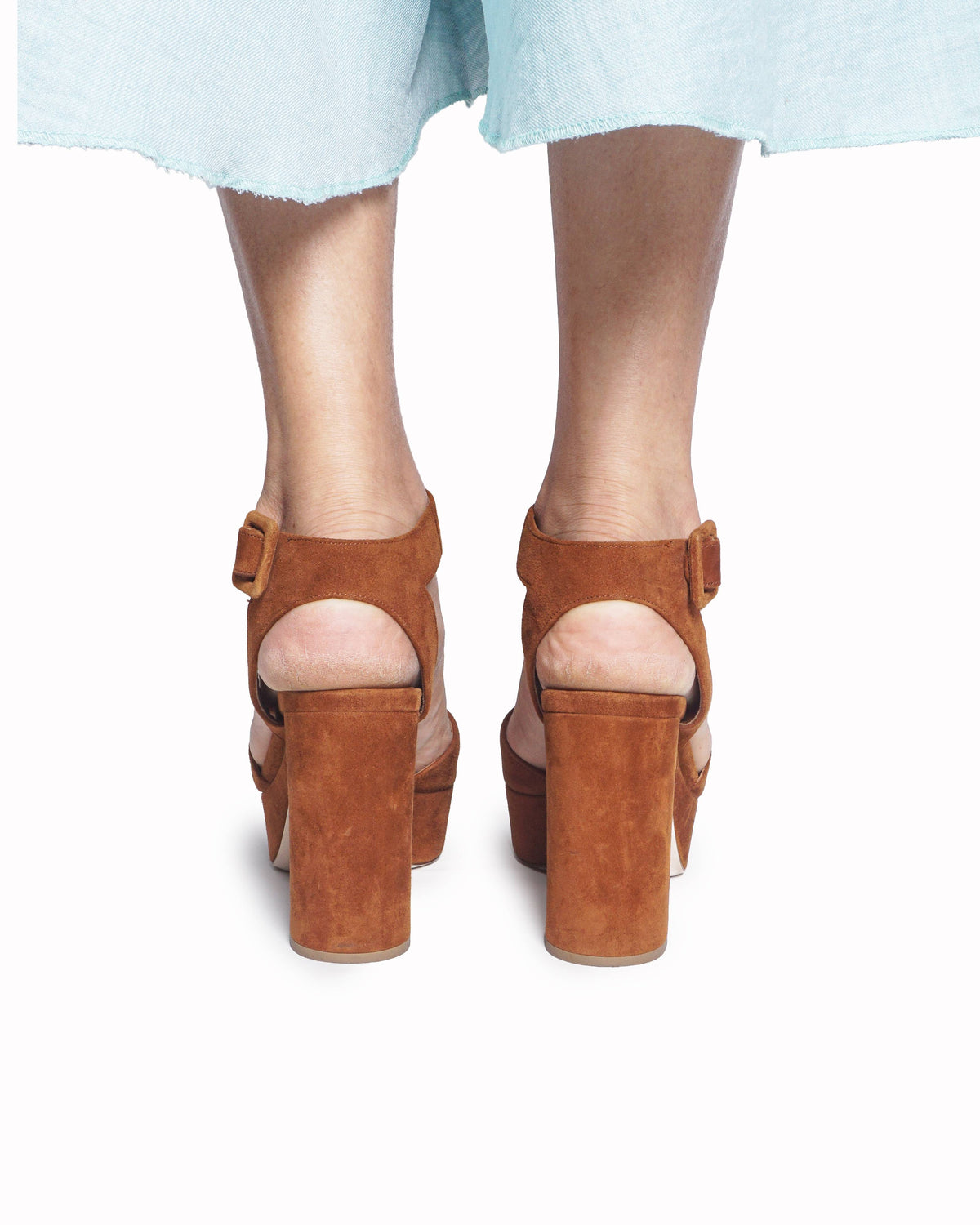 Miu Miu Tan Suede Platform Ankle Strap Sandals