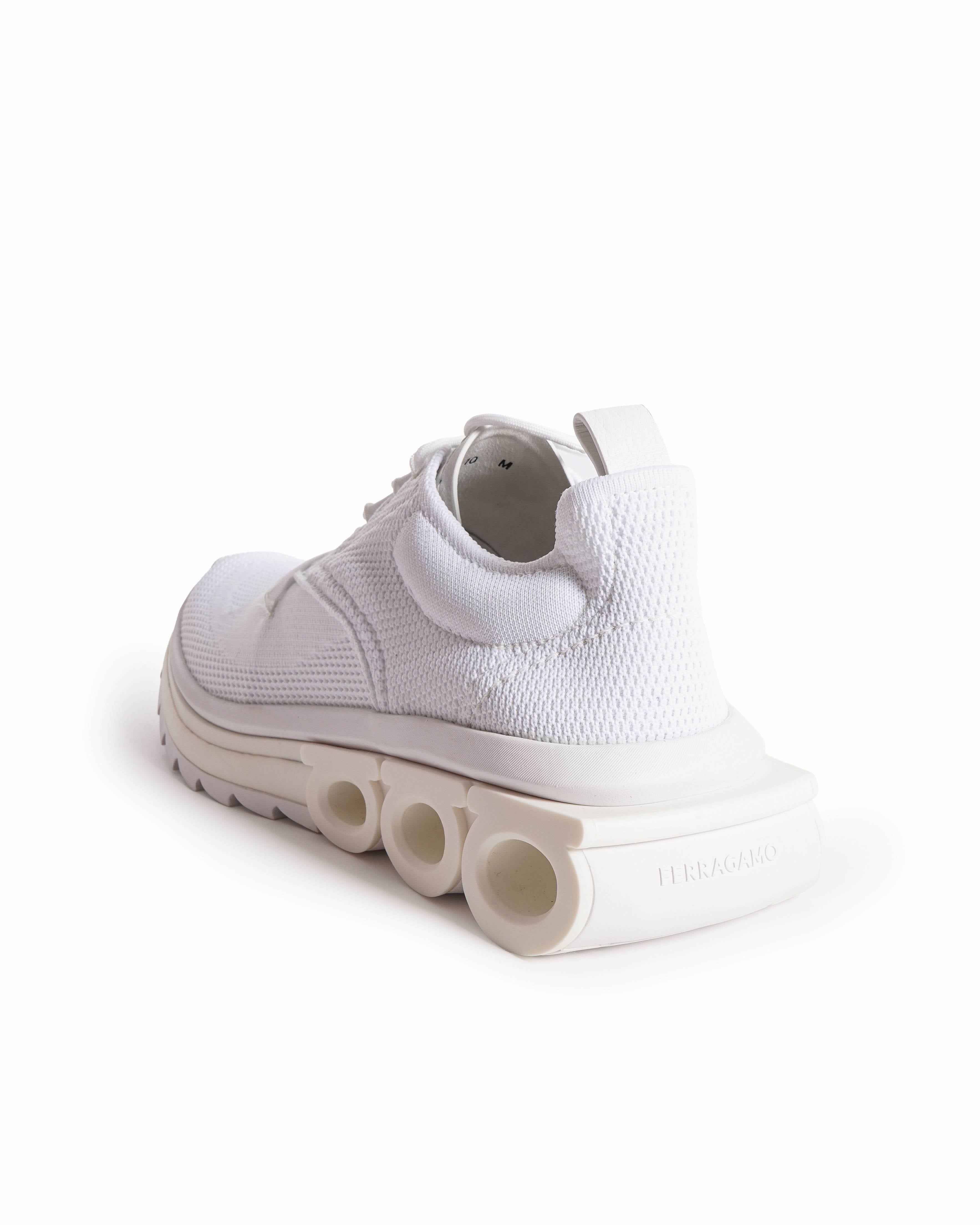 New Salvatore Ferragamo Nima knit sneakers in white