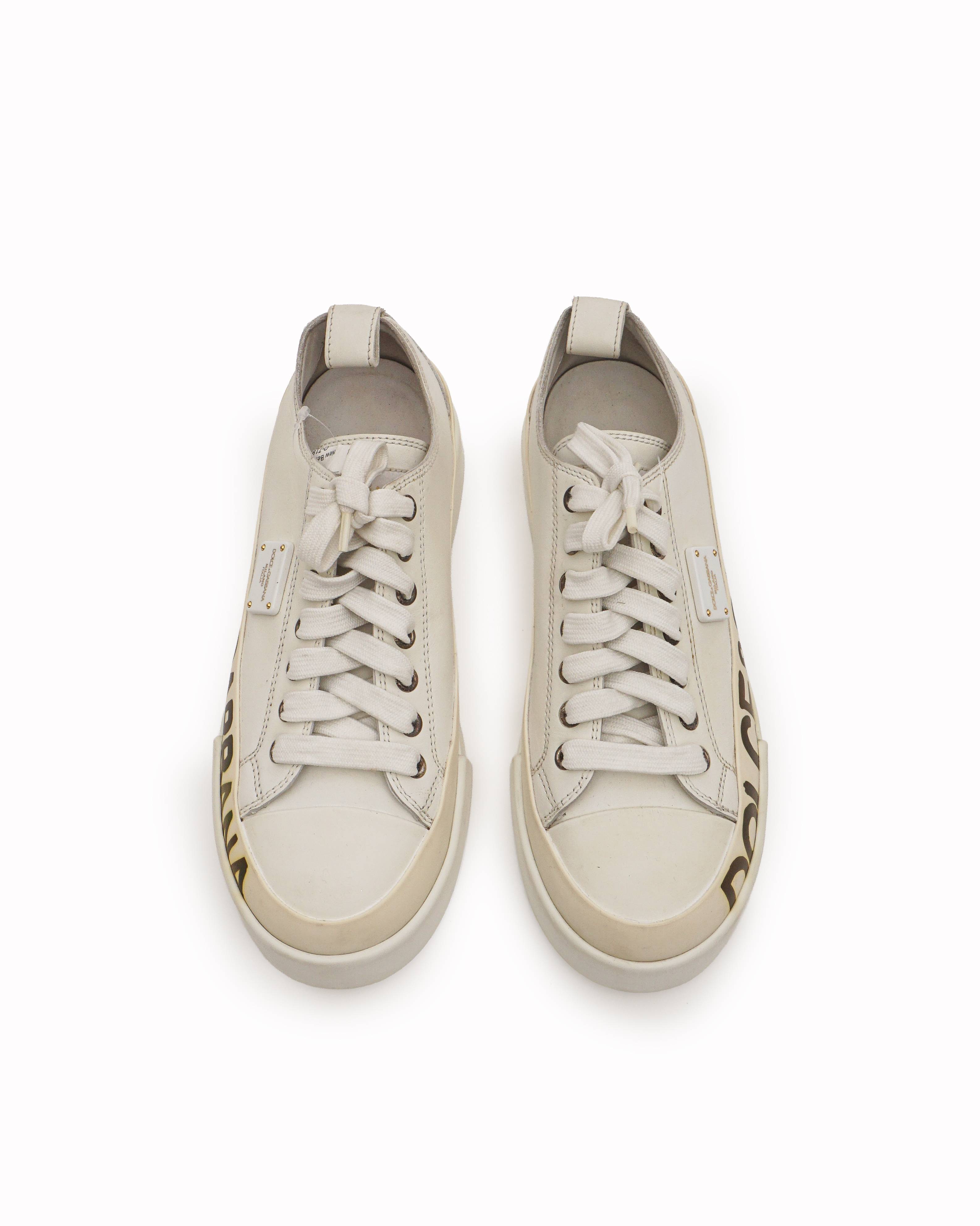 Dolce & Gabbana Portofino White Leather Sneakers