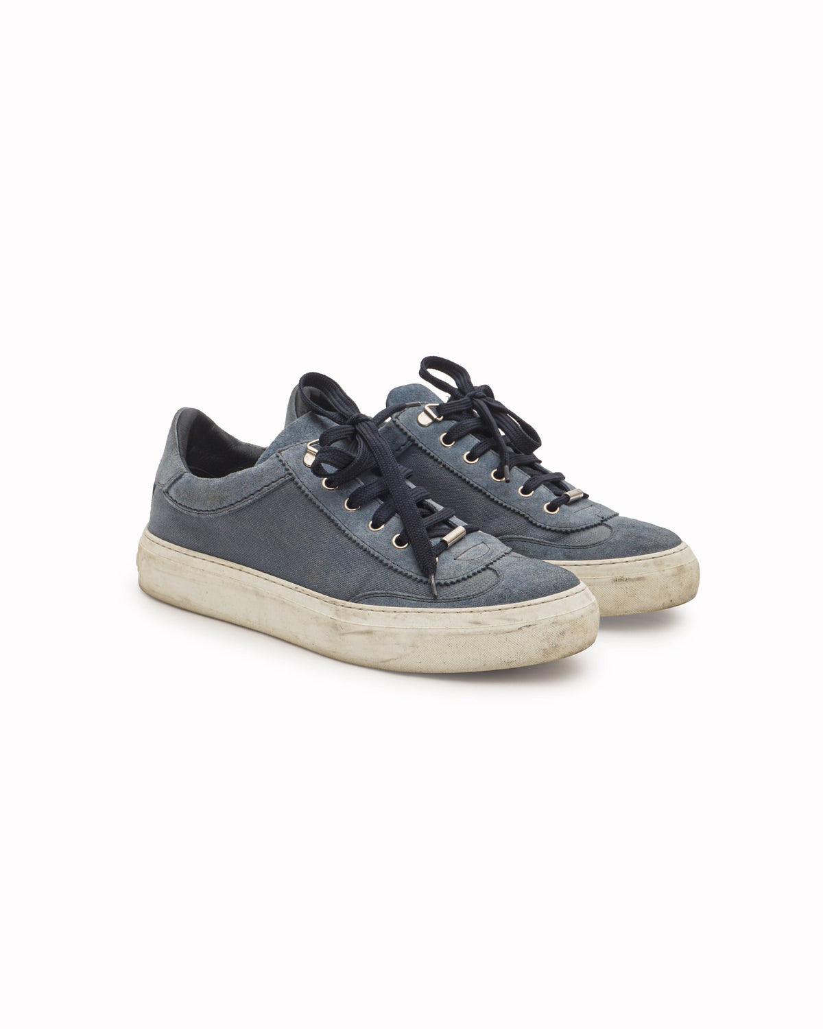 Jimmy Choo Blue Suede & Canvas Sneakers