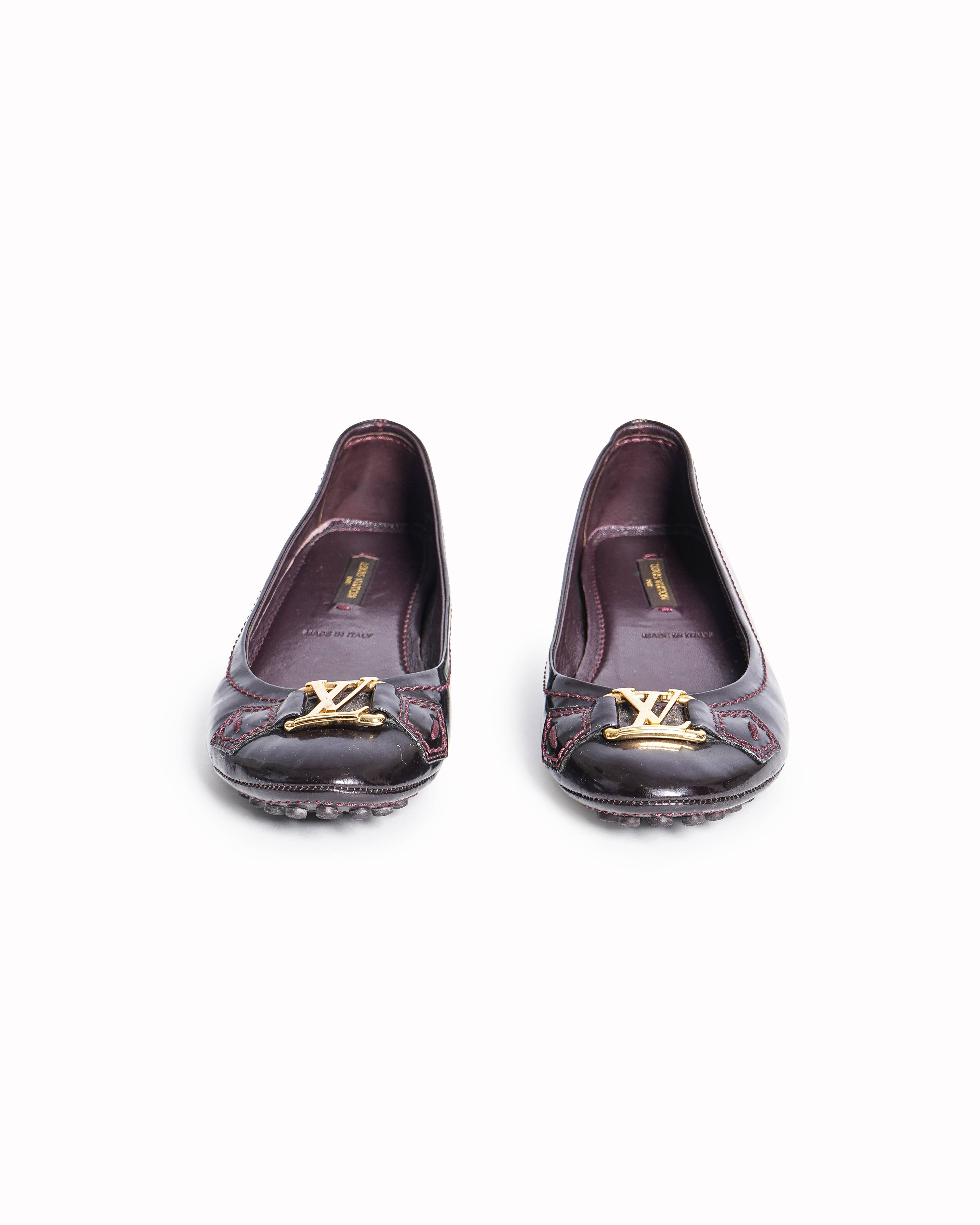 Louis Vuitton Burgundy Leather Oxford Ballet Flats