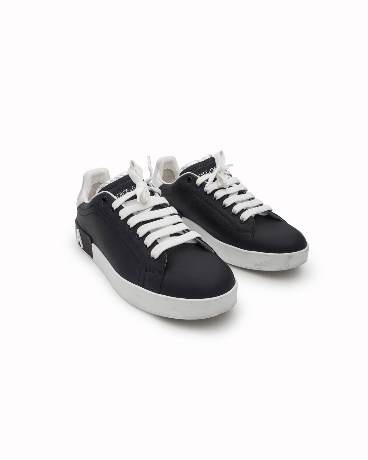 Dolce & Gabbana Black Calfskin Nappa Portofino Sneakers