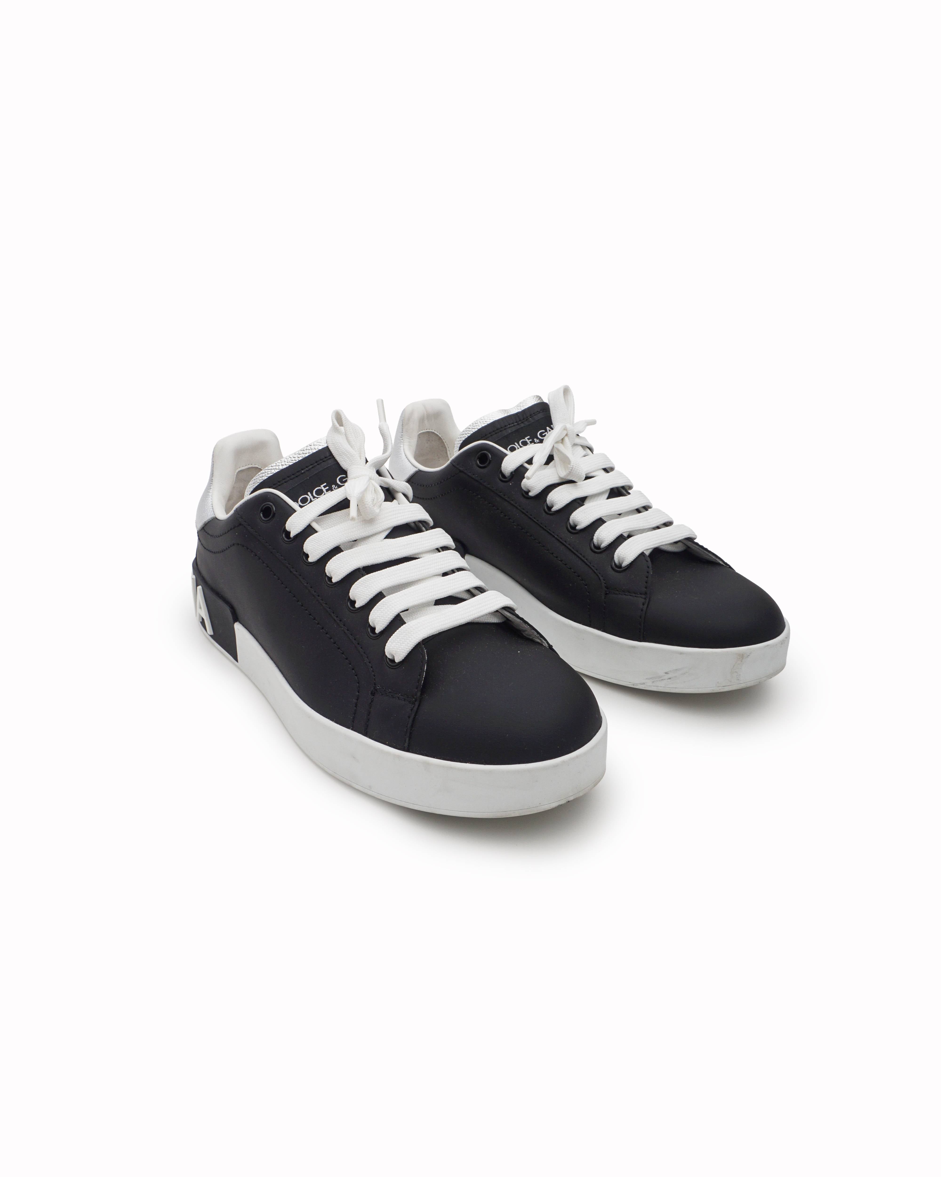 Dolce & Gabbana Black Calfskin Nappa Portofino Sneakers