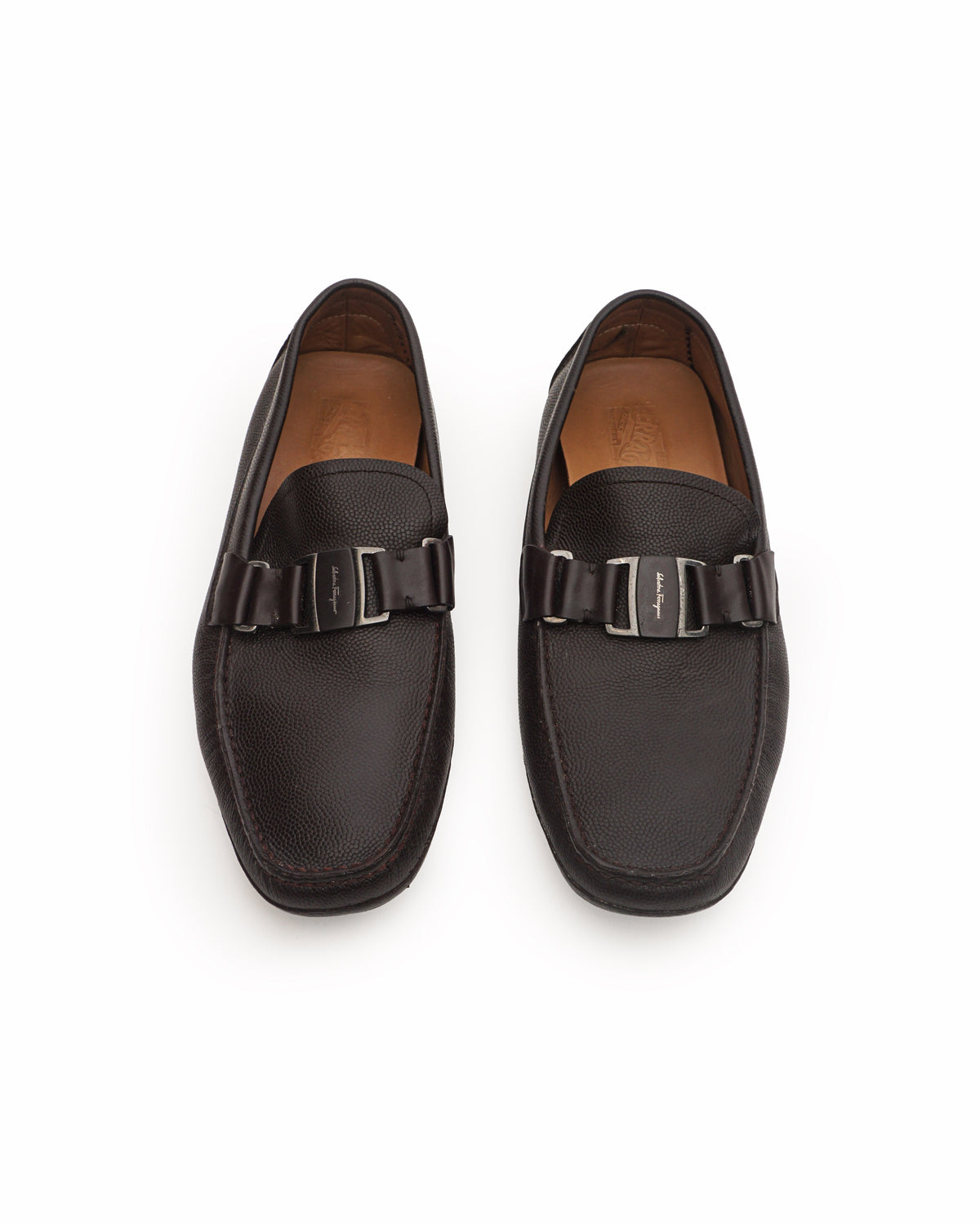 Salvatore Ferragamo Dark Brown Leather Parigi Gancini Drivers