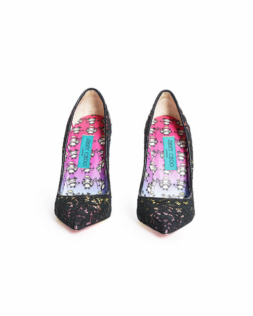 Jimmy Choo Multicolor Lace, Leather And Fabric Rob Pruitt Anouk Pointed Toe Pumps