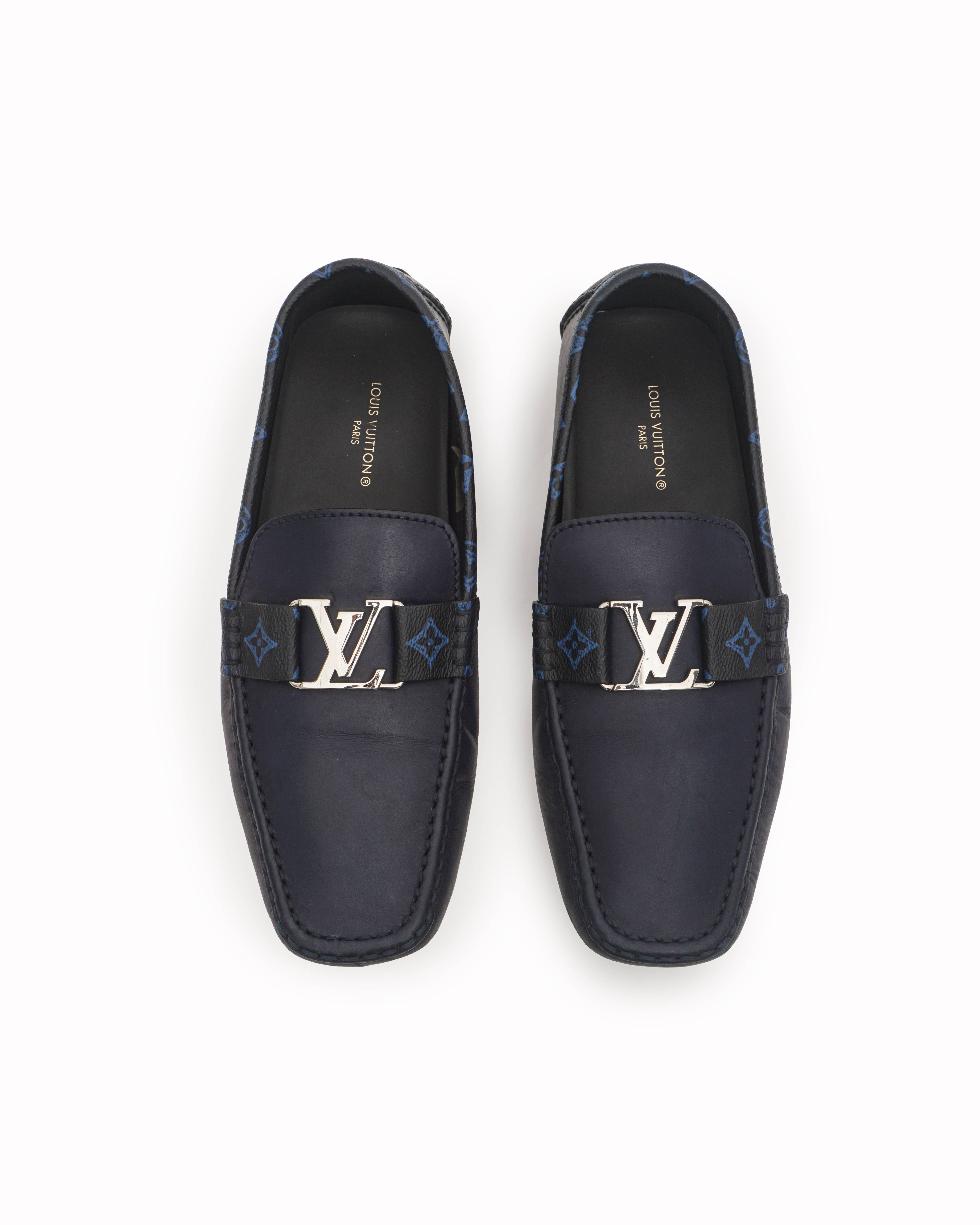 Louis Vuitton Navy Blue Leather Hockenheim Moccasins