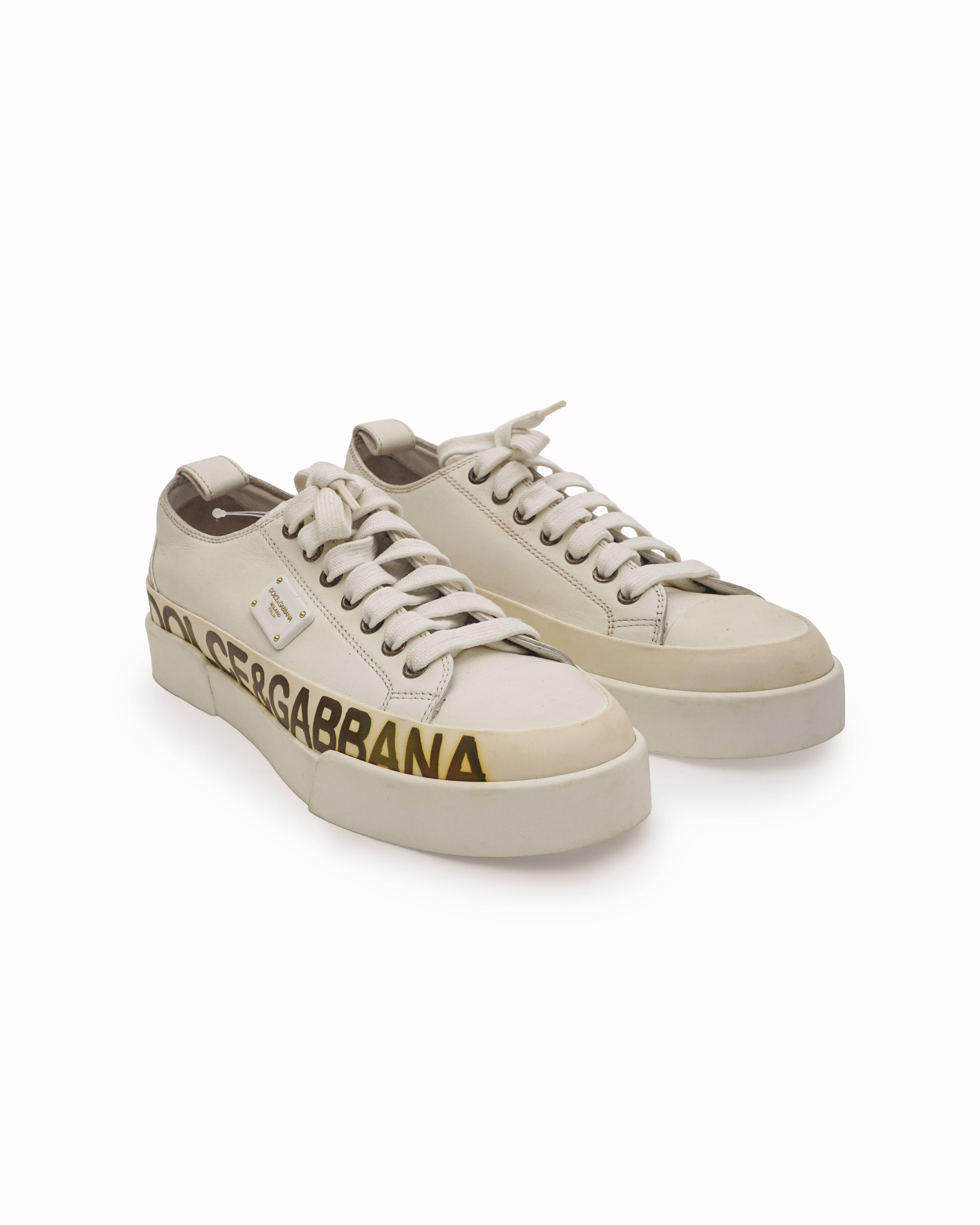 Dolce & Gabbana Portofino White Leather Sneakers