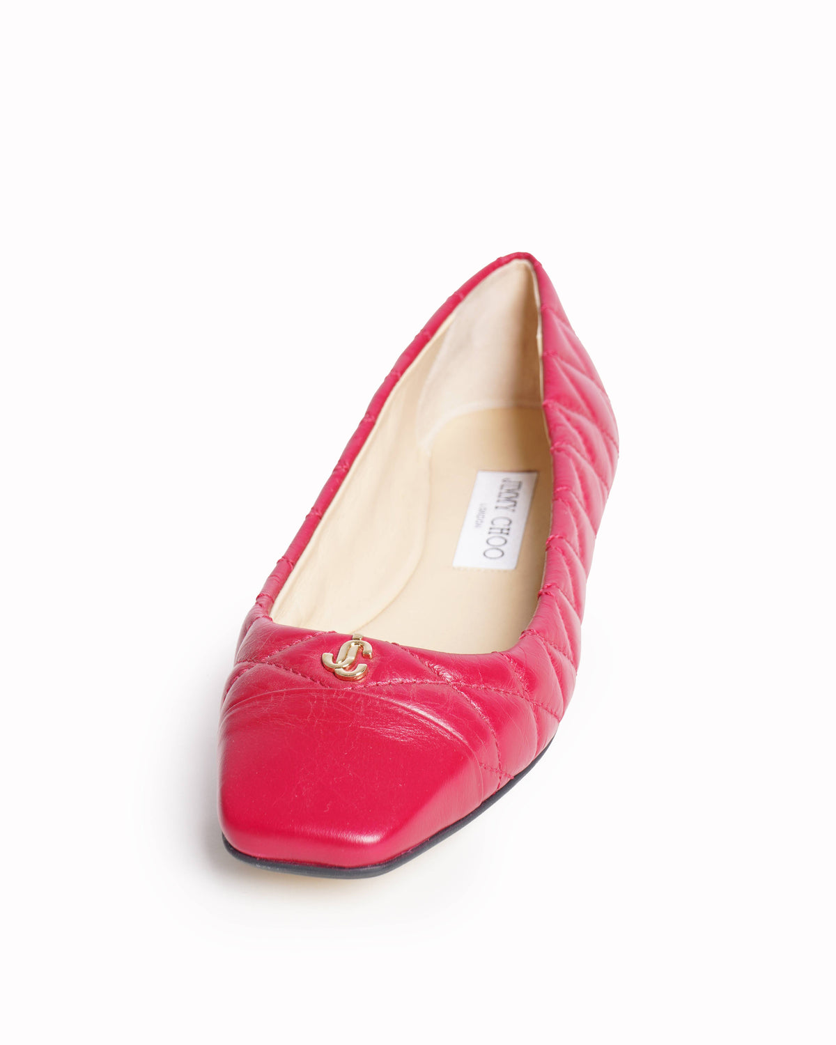 New Jimmy choo Leni raspberry quilted square toe ballet flat
