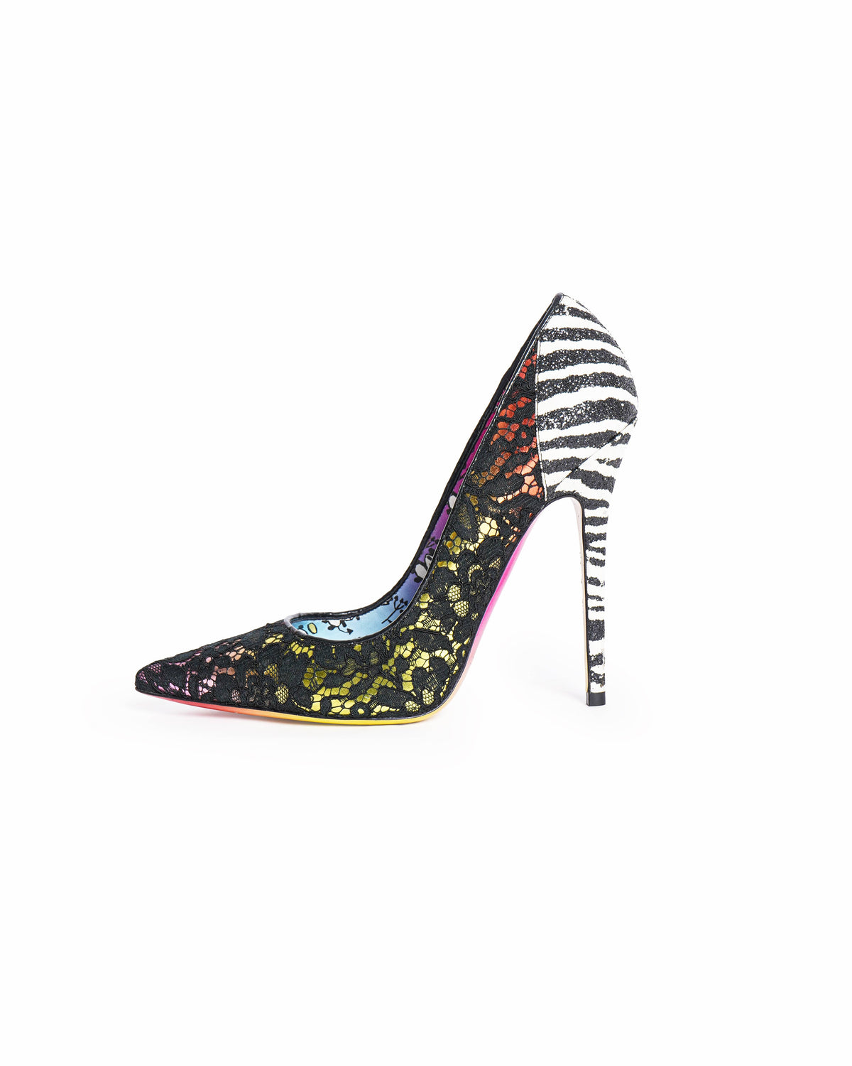 Jimmy Choo Multicolor Lace, Leather And Fabric Rob Pruitt Anouk Pointed Toe Pumps