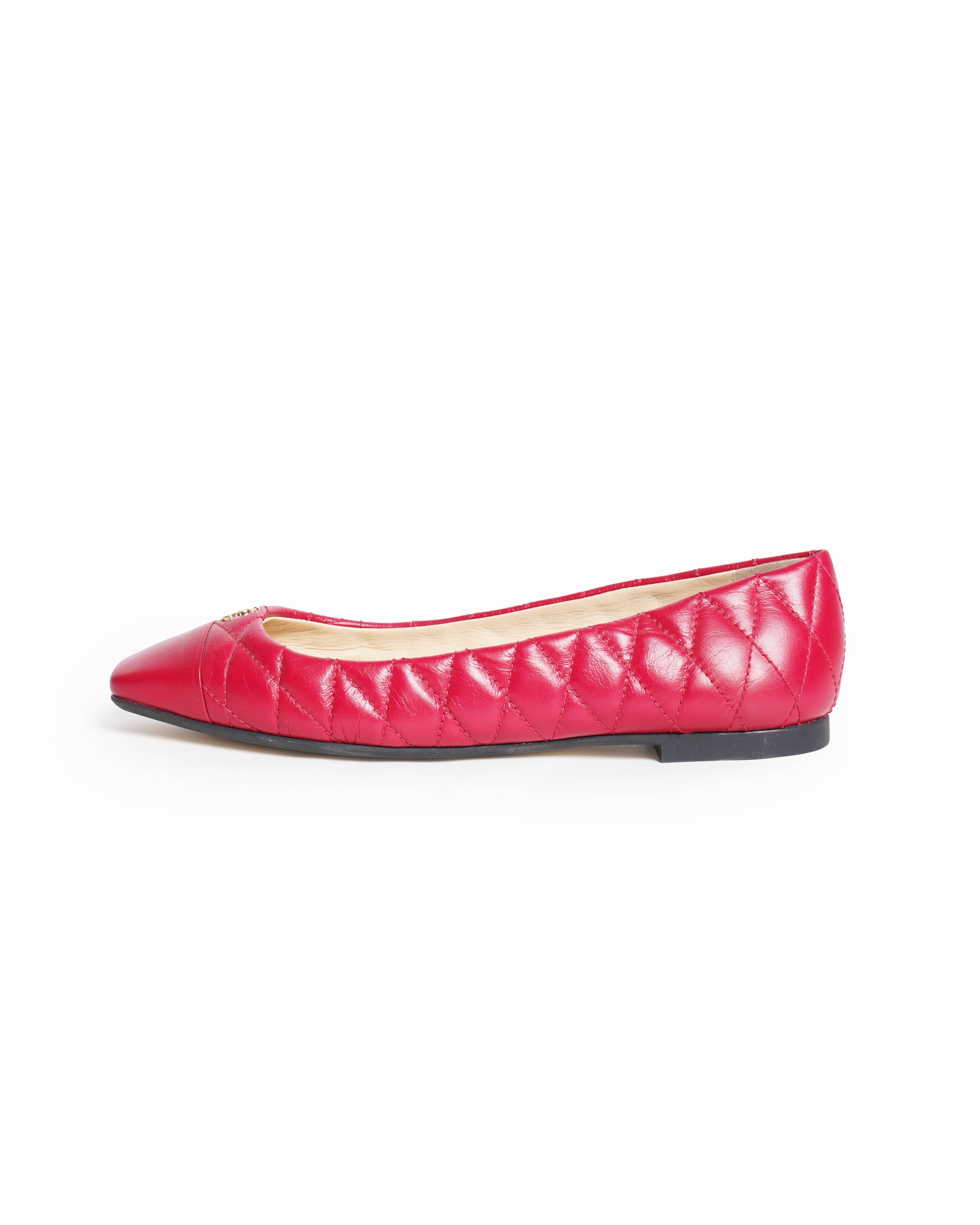 New Jimmy choo Leni raspberry quilted square toe ballet flat