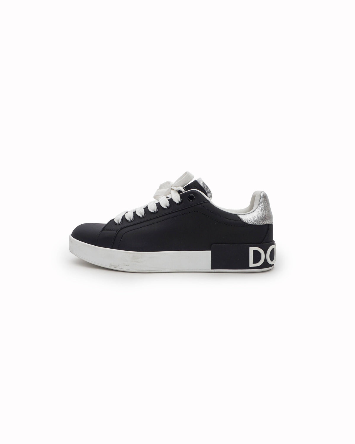 Dolce & Gabbana Black Calfskin Nappa Portofino Sneakers