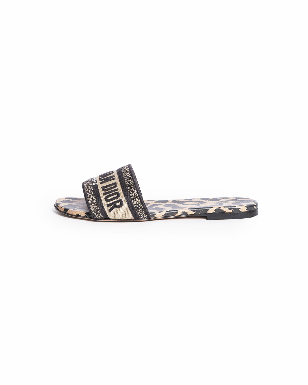 Dior Black/Beige Logo Embroidered Canvas Dway Flat Slides
